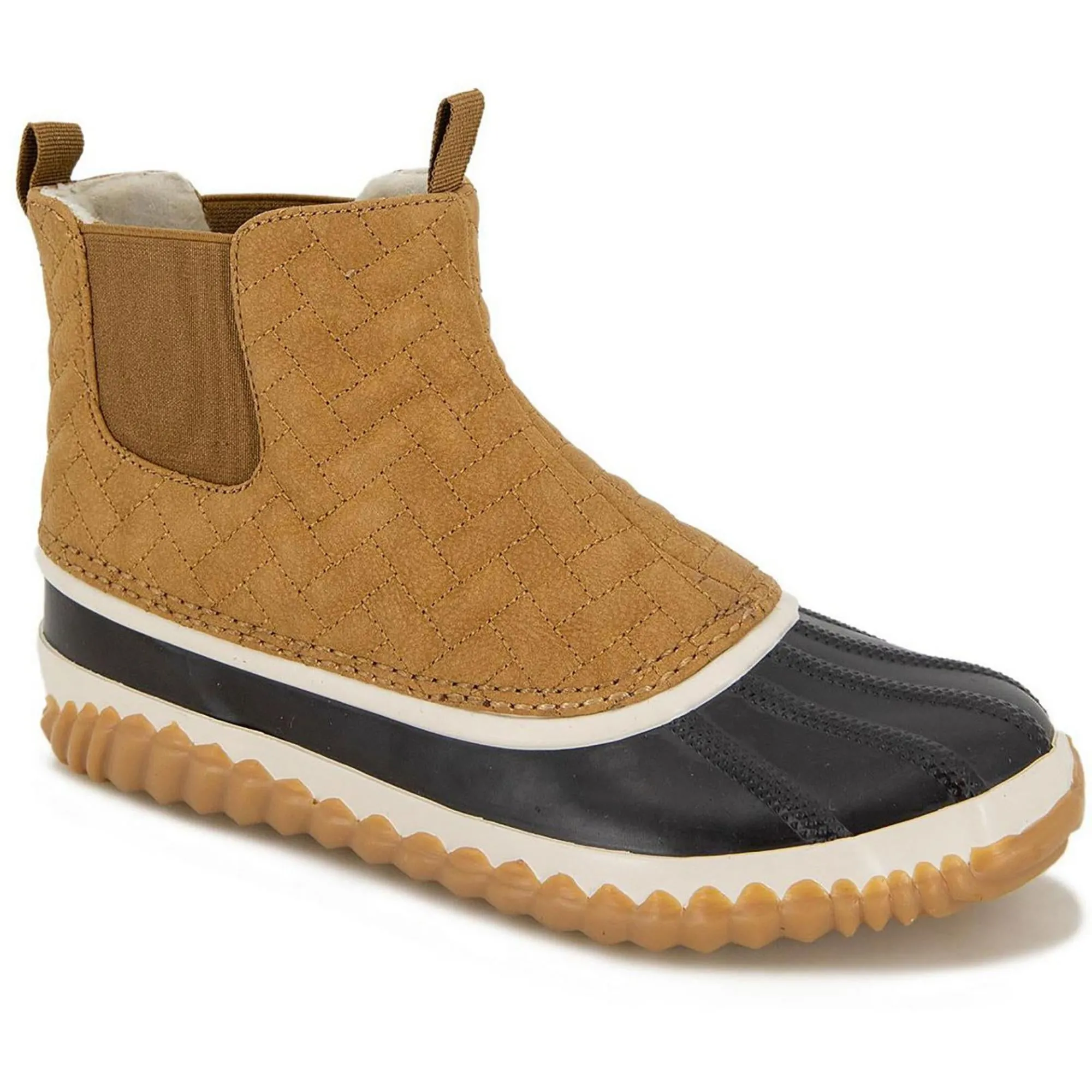 Paisey Waterproof Womens Faux Leather Faux Fur Lined Rain Boots