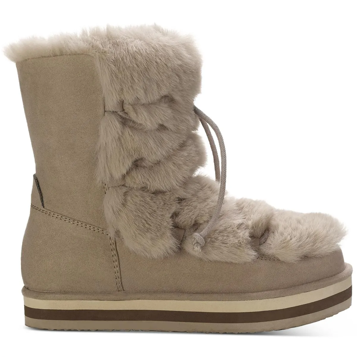 Remii Womens Faux Suede Fuzzy Winter & Snow Boots