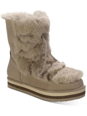 Remii Womens Faux Suede Fuzzy Winter & Snow Boots