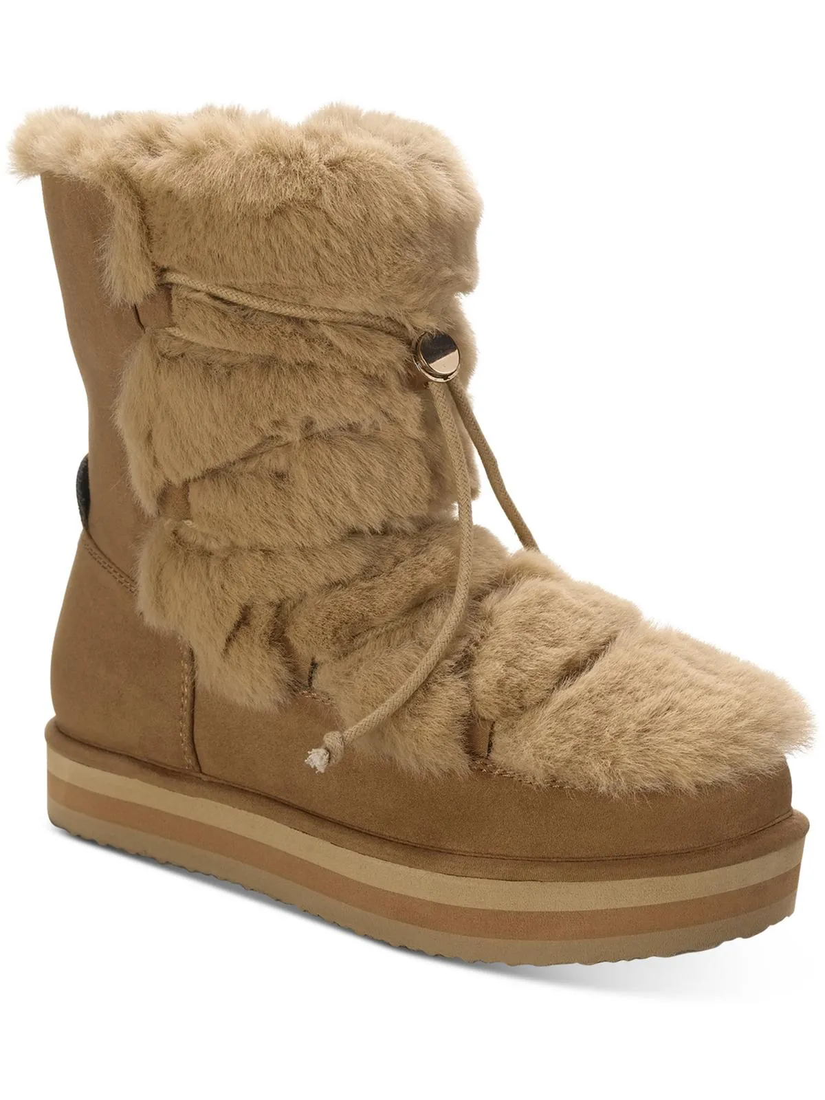 Remii Womens Faux Suede Fuzzy Winter & Snow Boots
