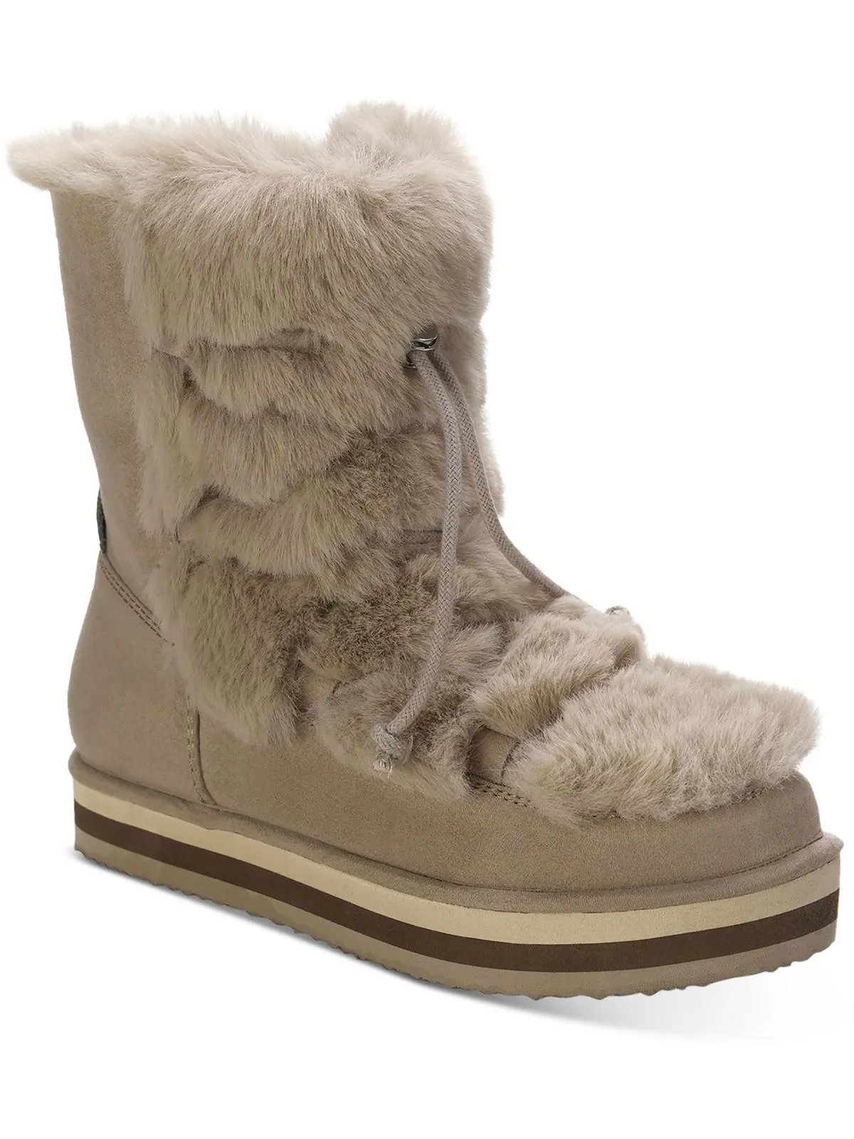 Remii Womens Faux Suede Fuzzy Winter & Snow Boots
