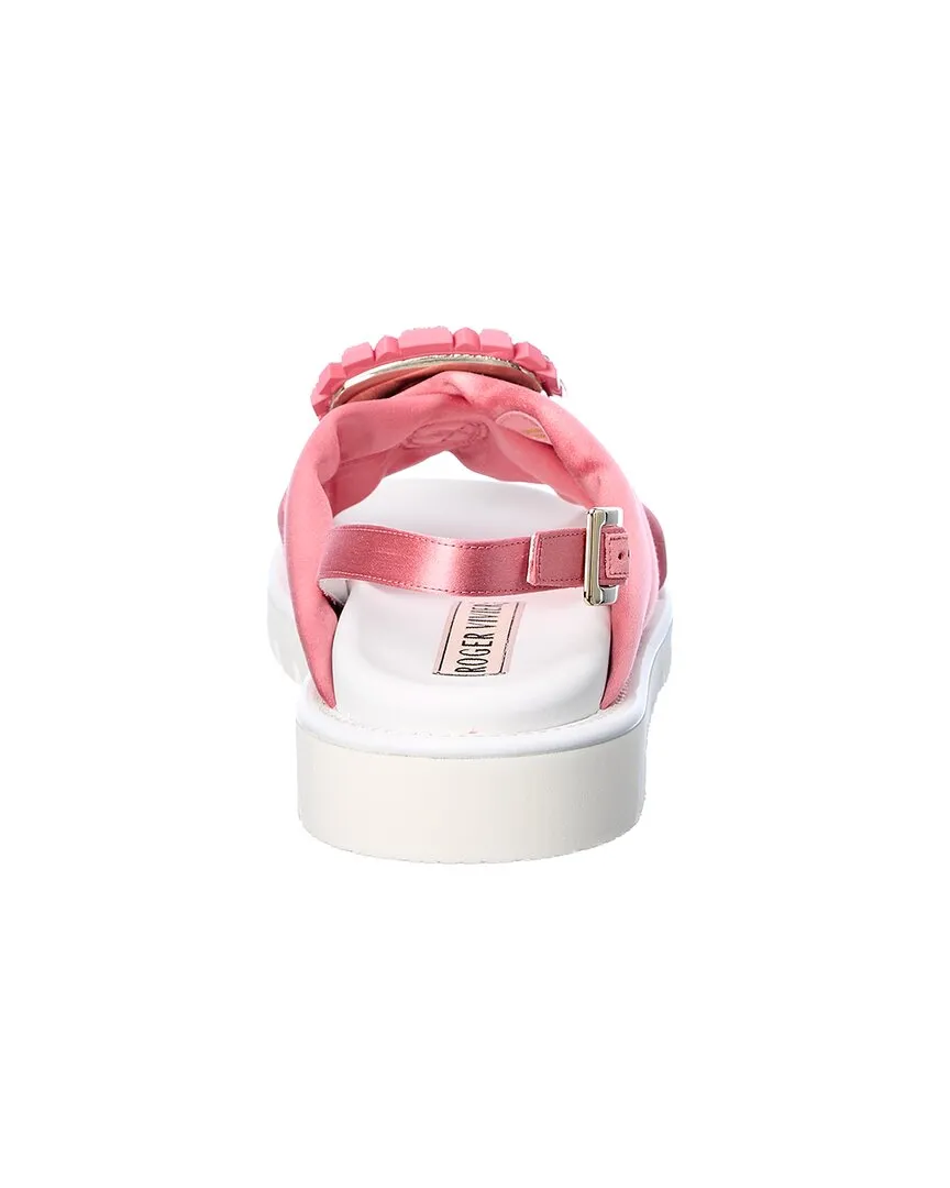 Roger Vivier Viv' Winter Puffy Strass Buckle Satin Sandal