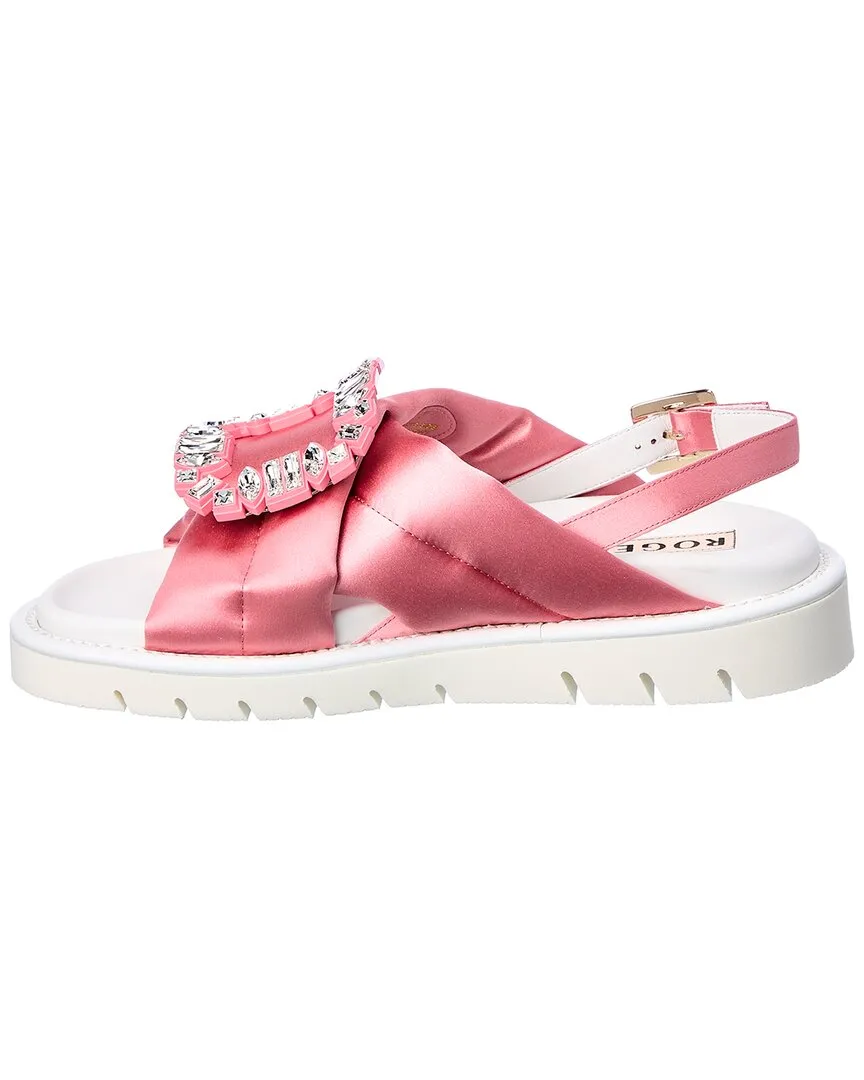 Roger Vivier Viv' Winter Puffy Strass Buckle Satin Sandal