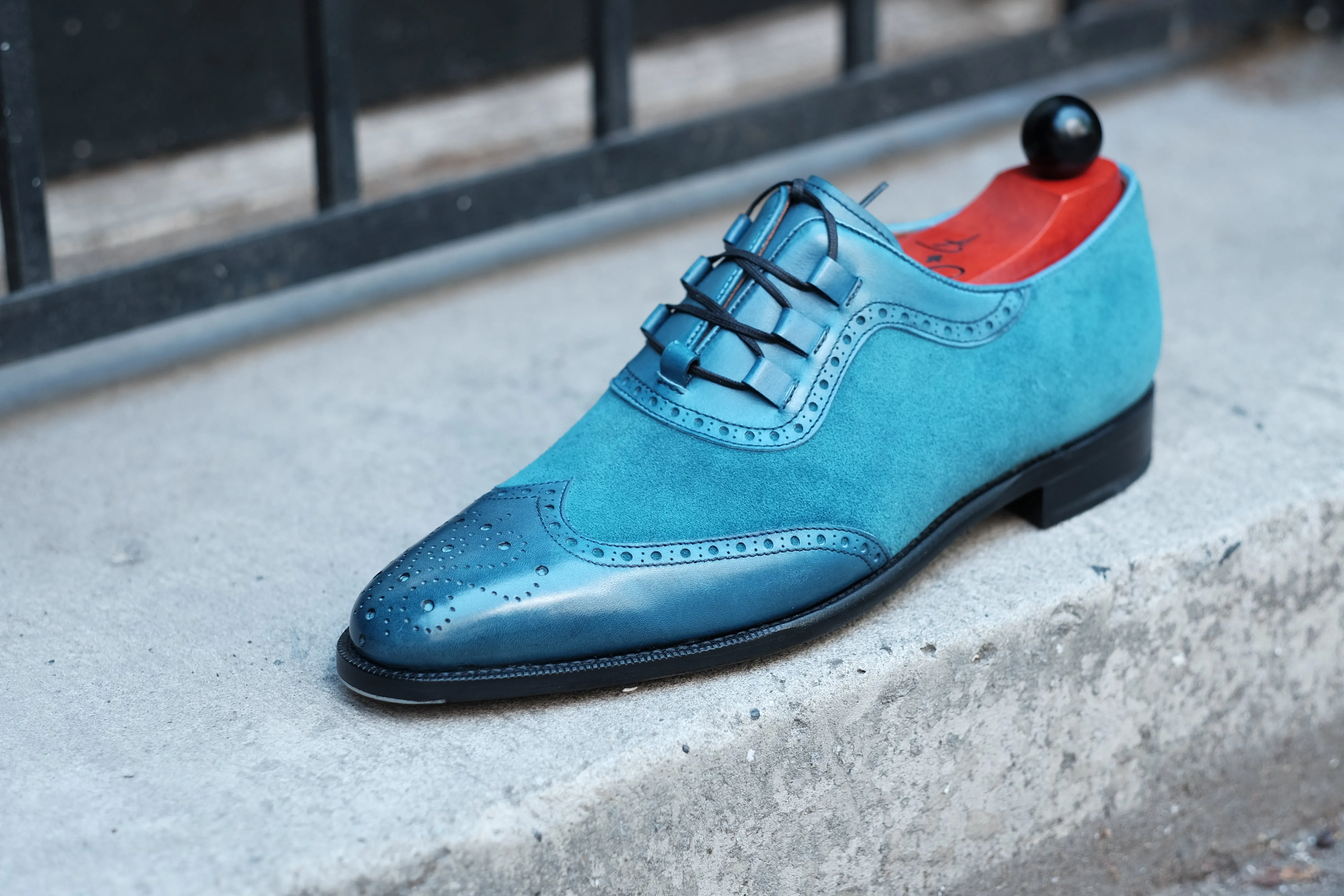 Russell Redux - MTO - Shaded Teal Calf / Teal Suede - TMG Last - Single Leather Sole