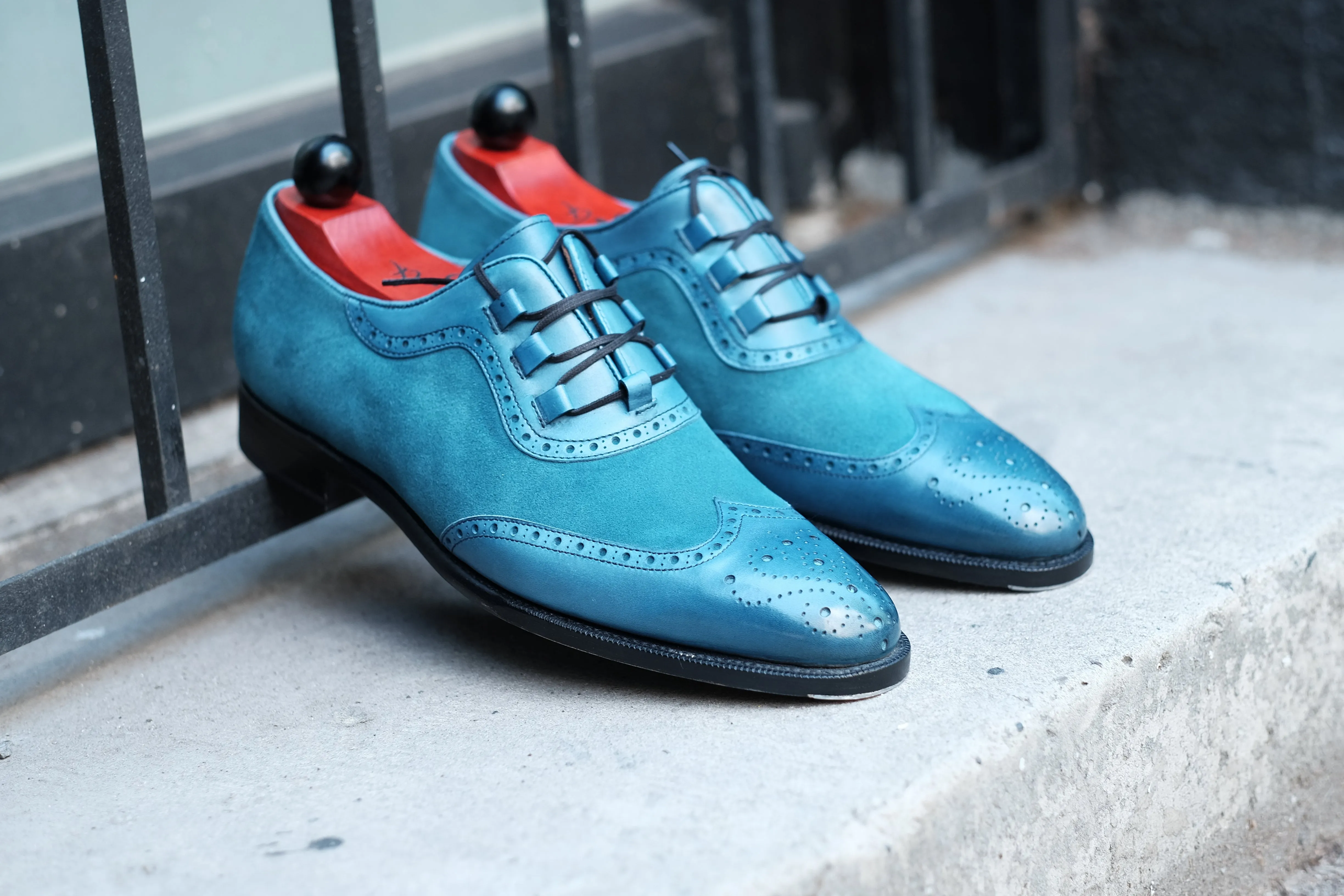 Russell Redux - MTO - Shaded Teal Calf / Teal Suede - TMG Last - Single Leather Sole