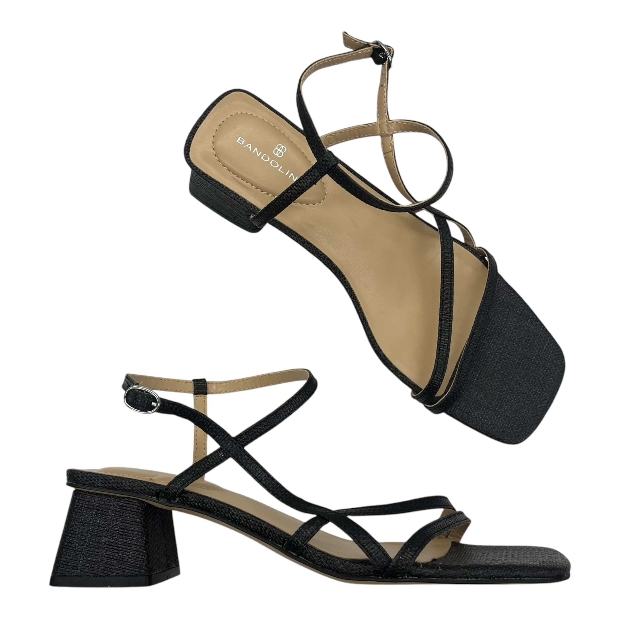 Sandals Heels Block By Bandolino In Black, Size:9.5