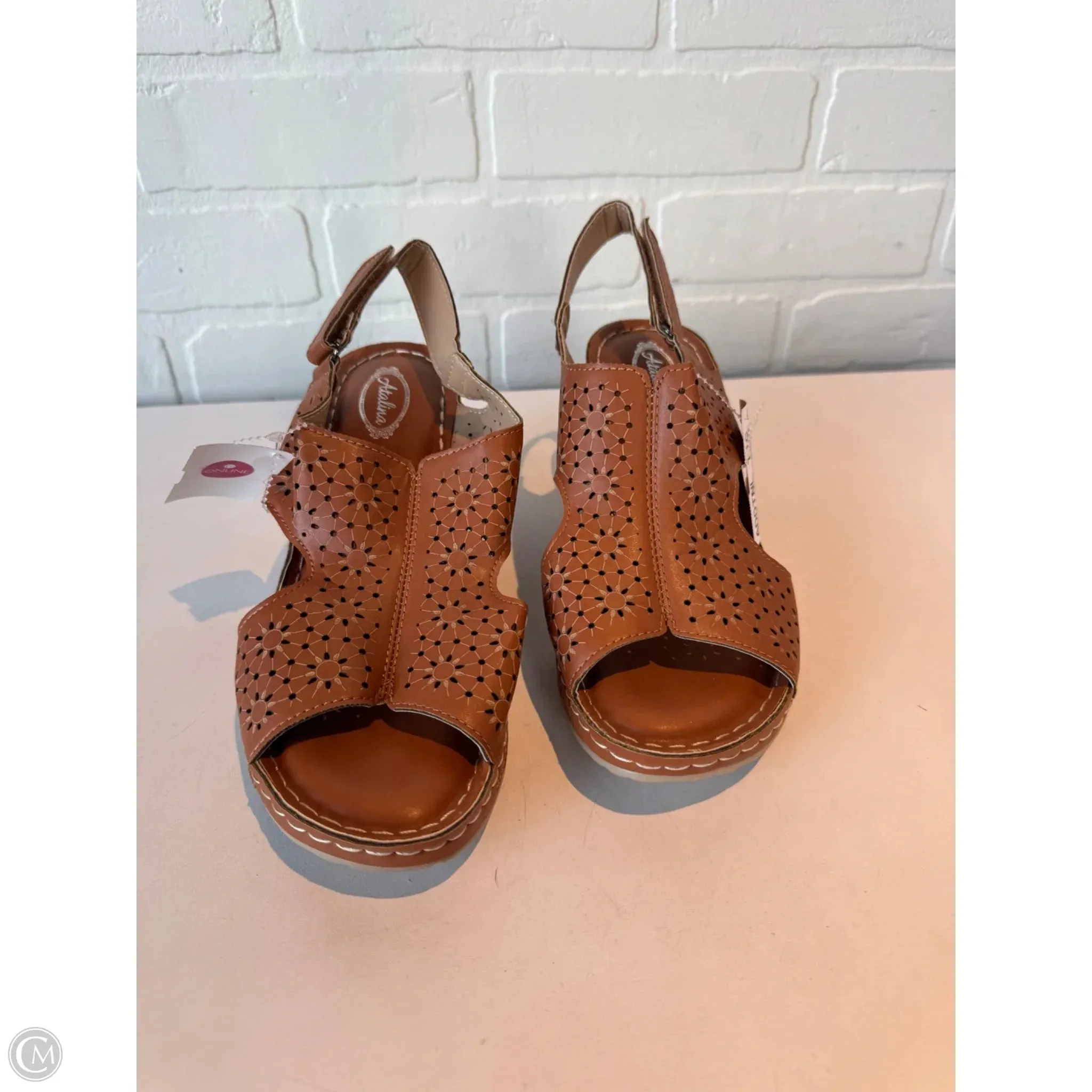 Sandals Heels Wedge By atalina In Brown, Size: 8.5