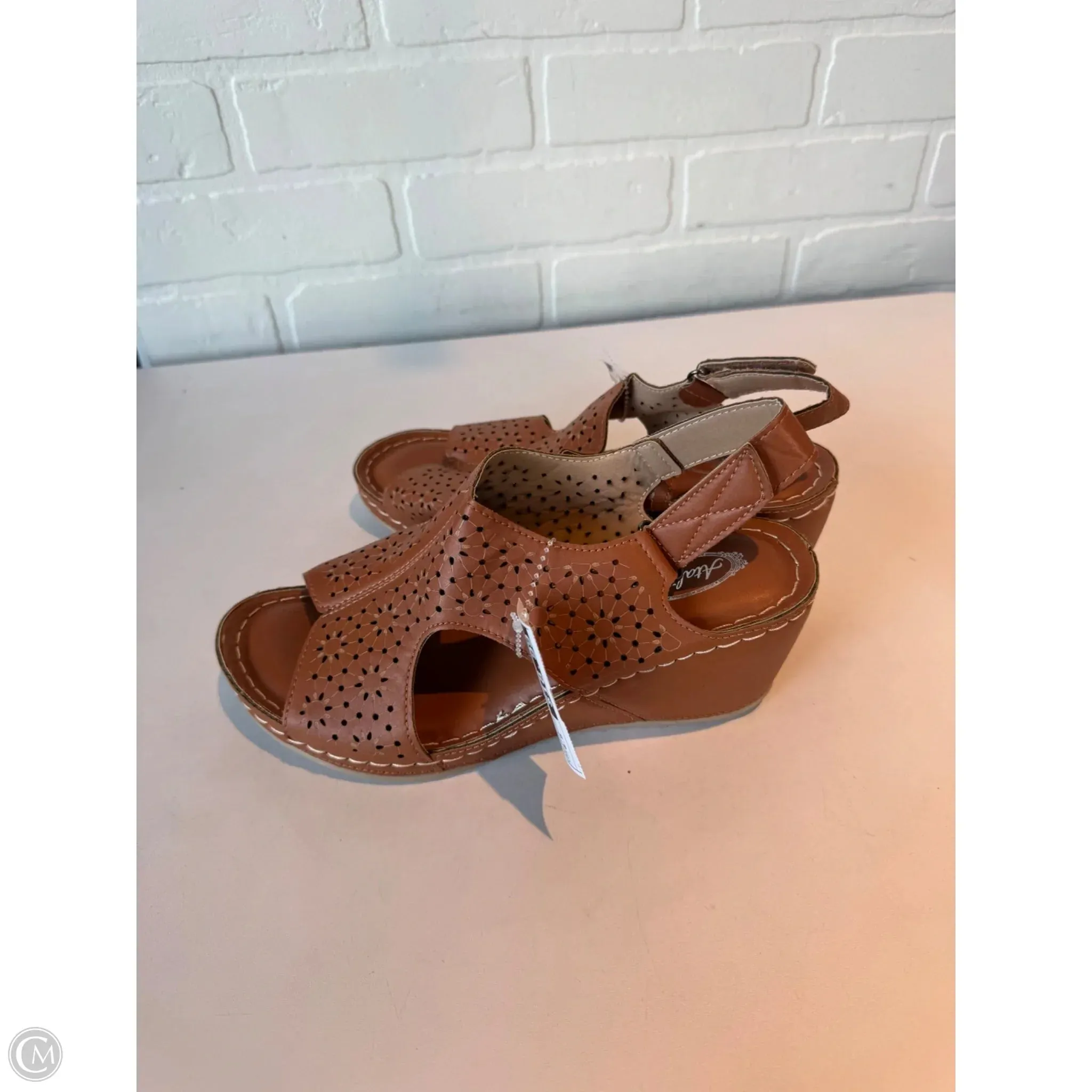 Sandals Heels Wedge By atalina In Brown, Size: 8.5