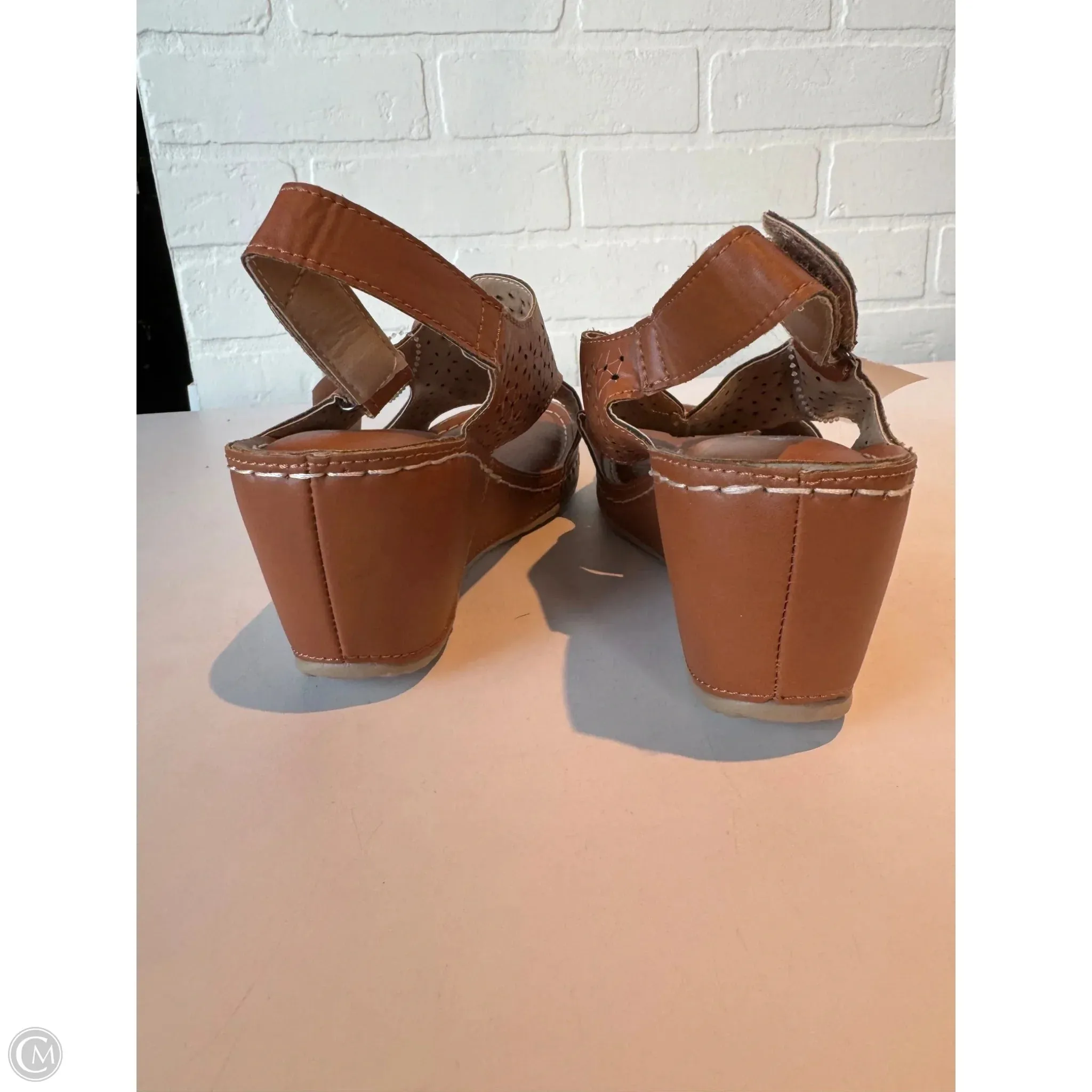 Sandals Heels Wedge By atalina In Brown, Size: 8.5
