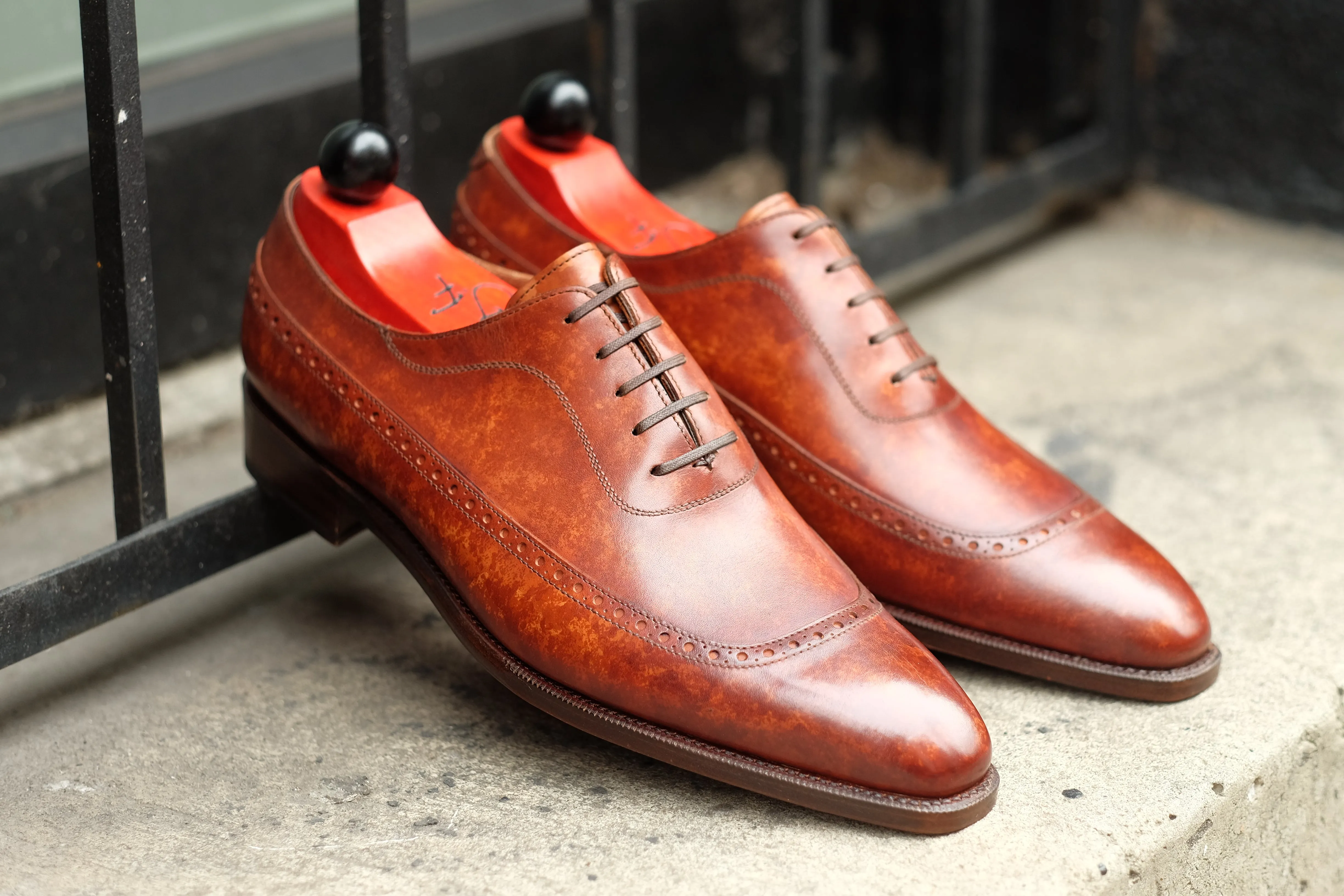 Sebastien - MTO - Gold Marble Patina - LPB Last - Single Leather Sole