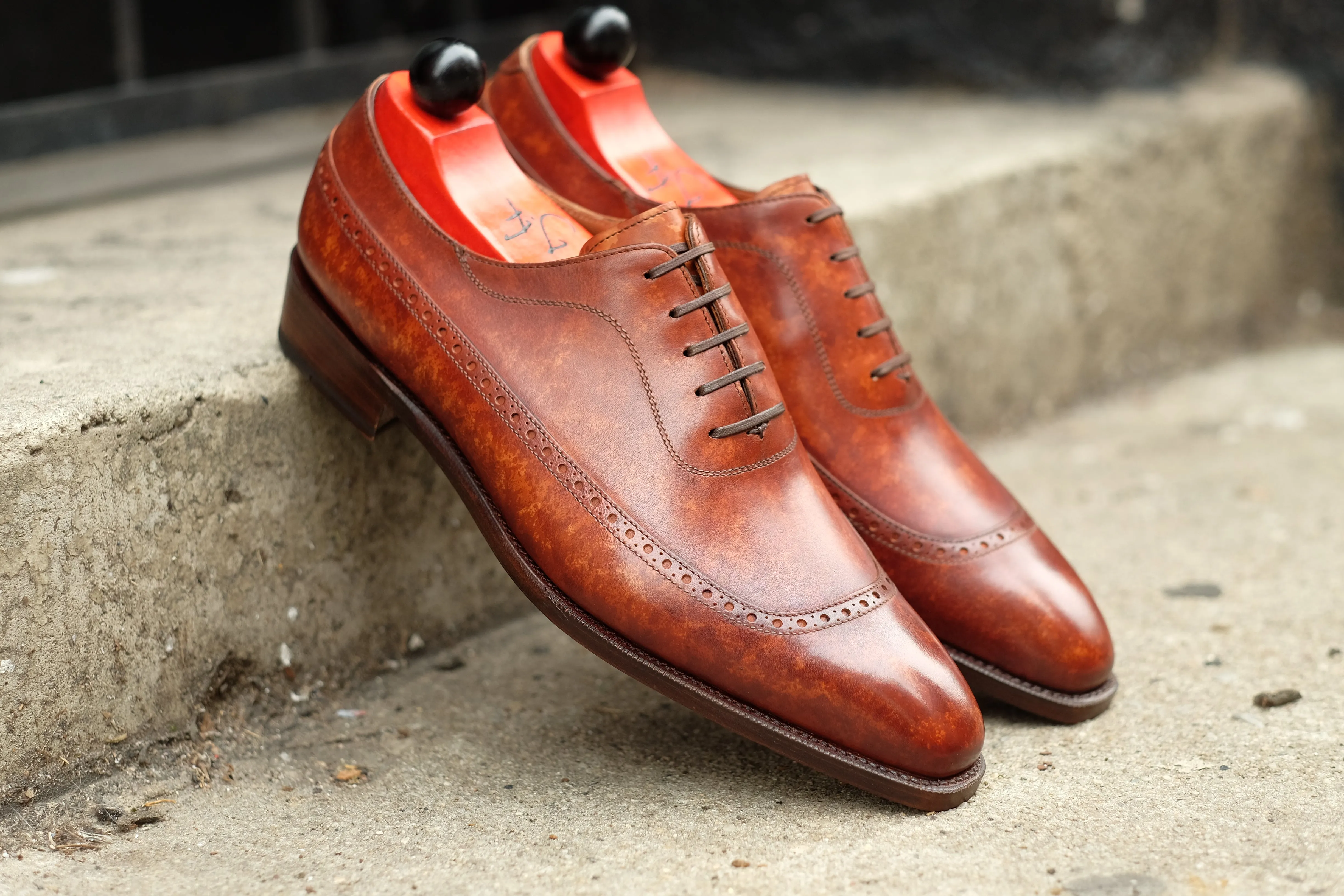 Sebastien - MTO - Gold Marble Patina - LPB Last - Single Leather Sole
