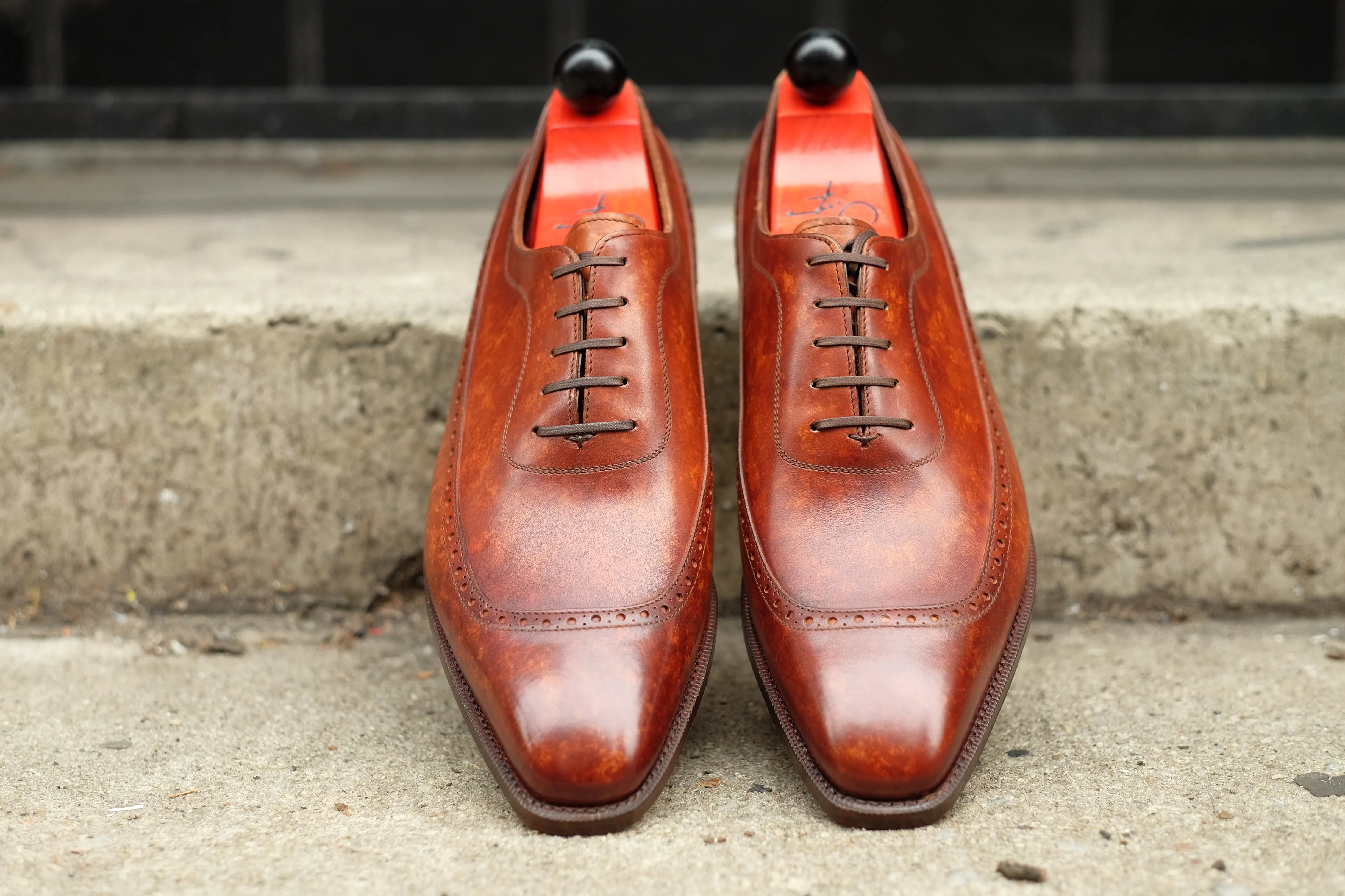 Sebastien - MTO - Gold Marble Patina - LPB Last - Single Leather Sole