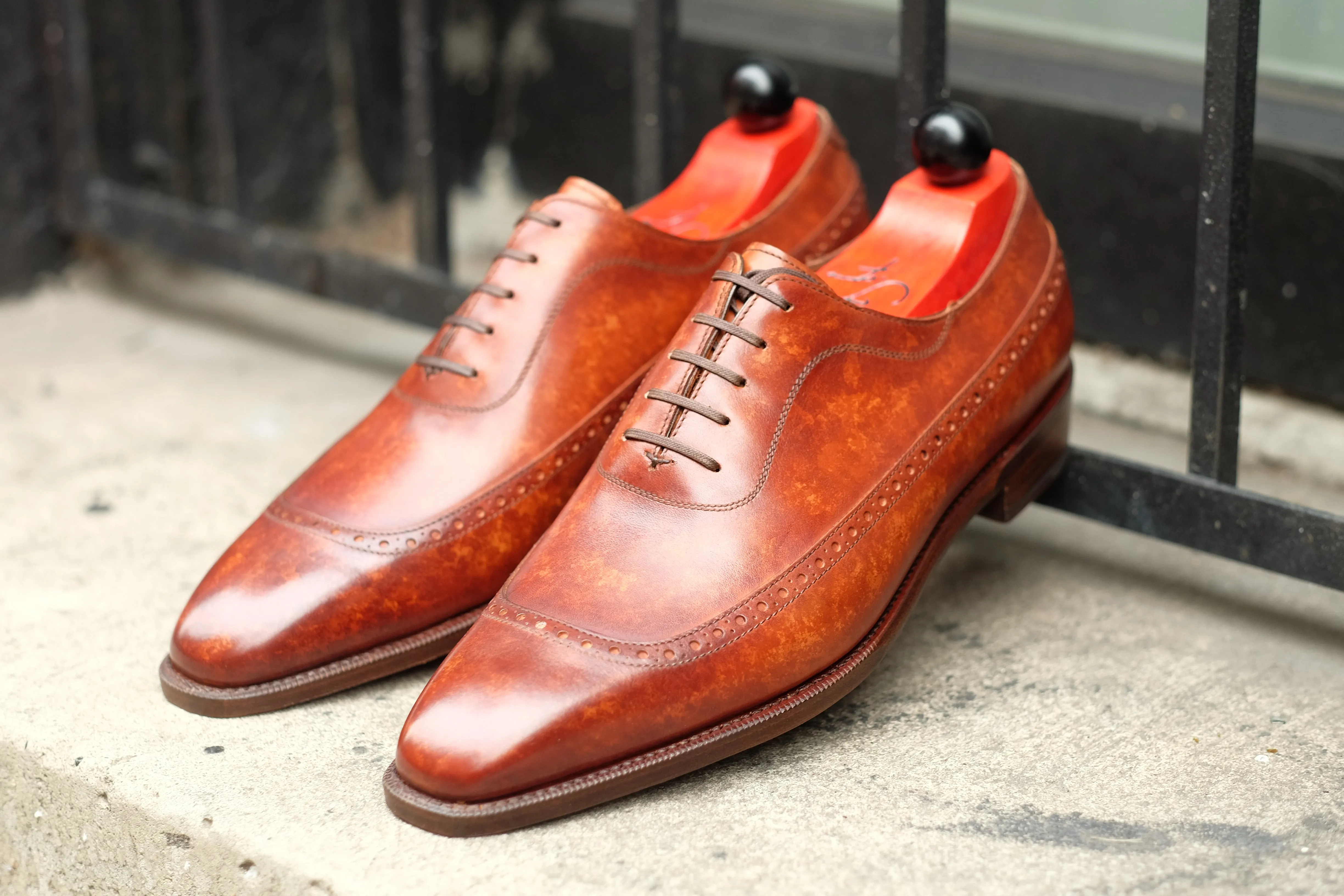 Sebastien - MTO - Gold Marble Patina - LPB Last - Single Leather Sole