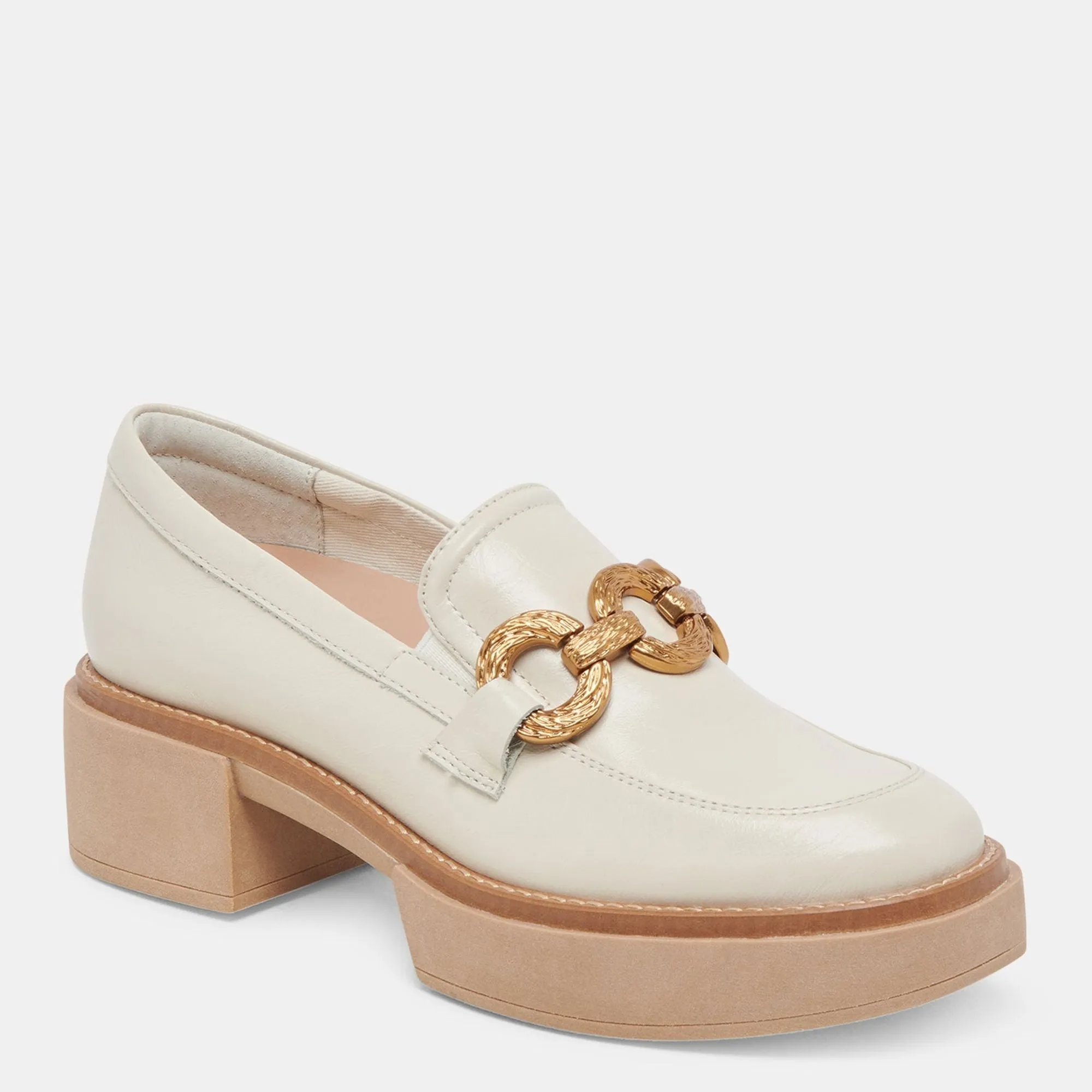 Sheena Loafers Ivory Crinkle Patent