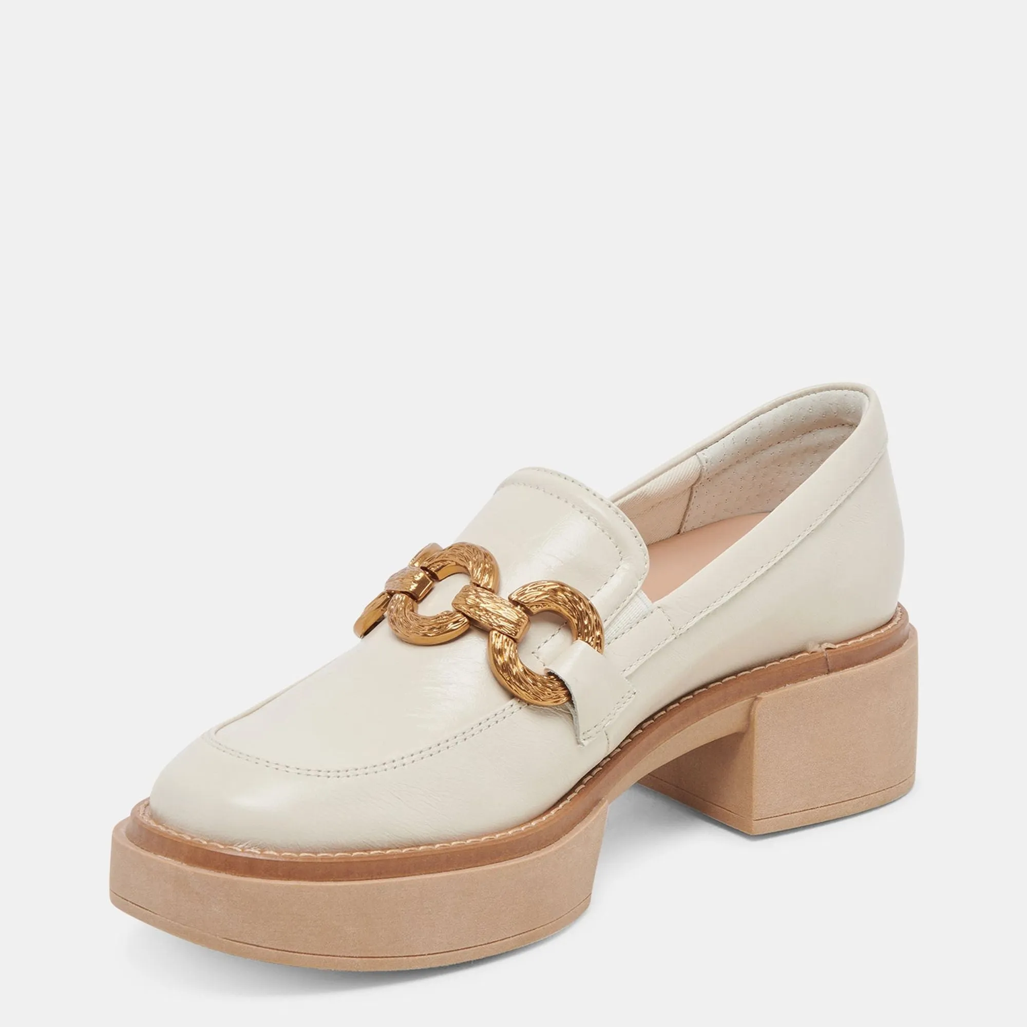 Sheena Loafers Ivory Crinkle Patent