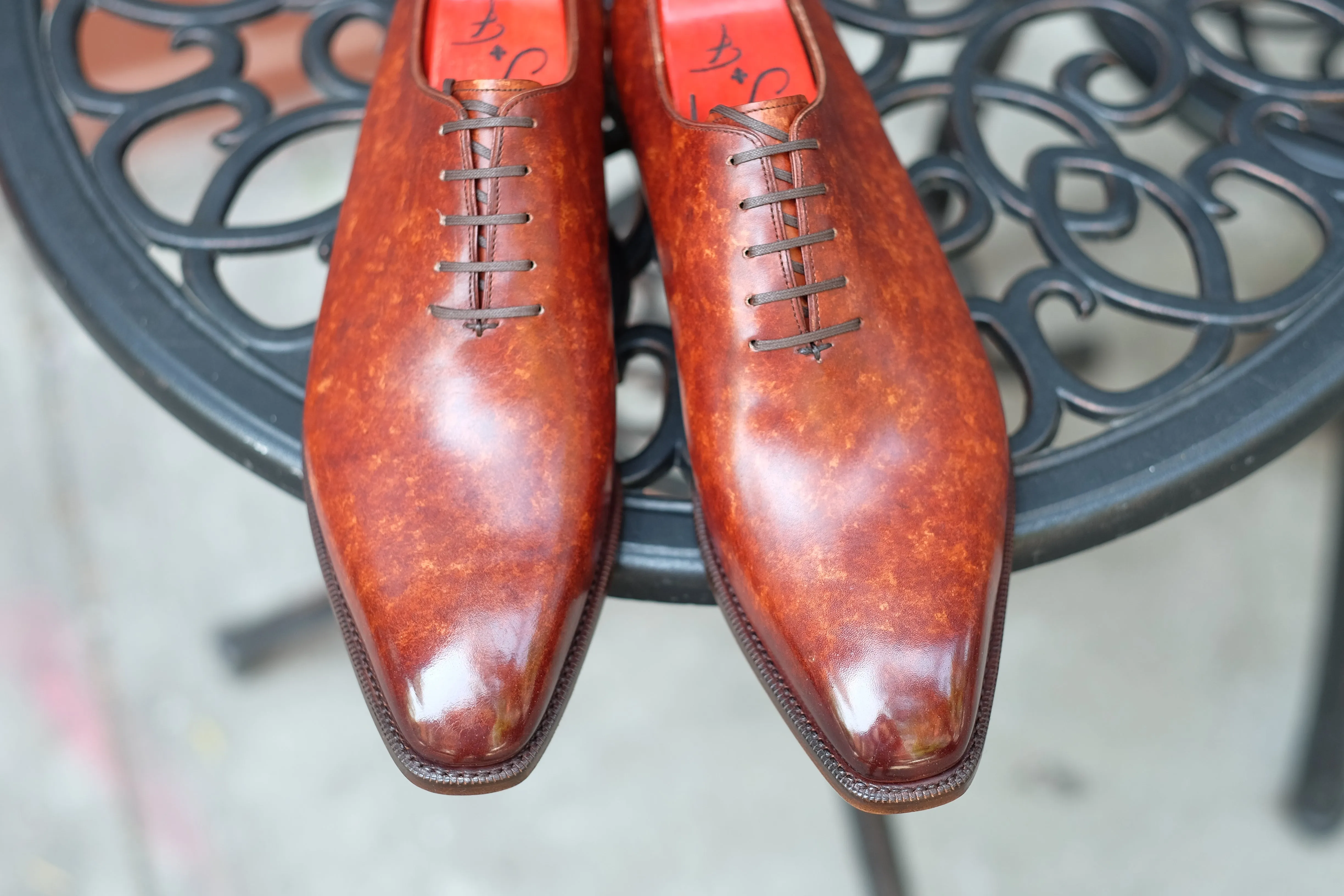 Skyway - MTO - Gold Marble Patina (Burnished) - LPB Last - Single Leather Sole