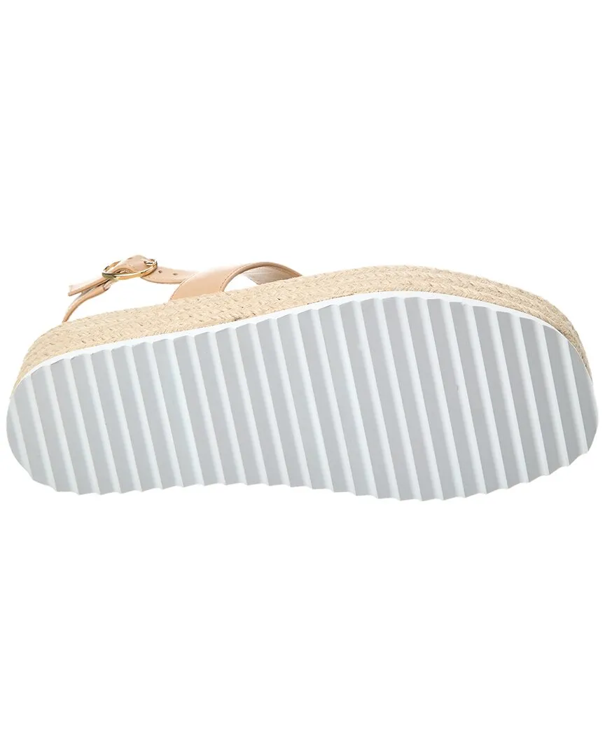 Stuart Weitzman Mel Leather Espadrille Flatform Sandal