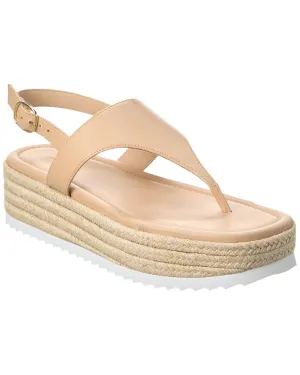 Stuart Weitzman Mel Leather Espadrille Flatform Sandal
