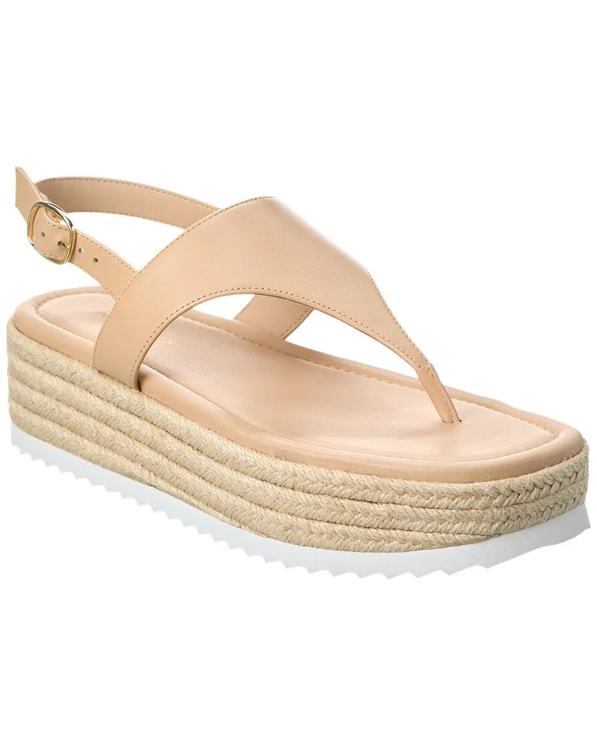 Stuart Weitzman Mel Leather Espadrille Flatform Sandal