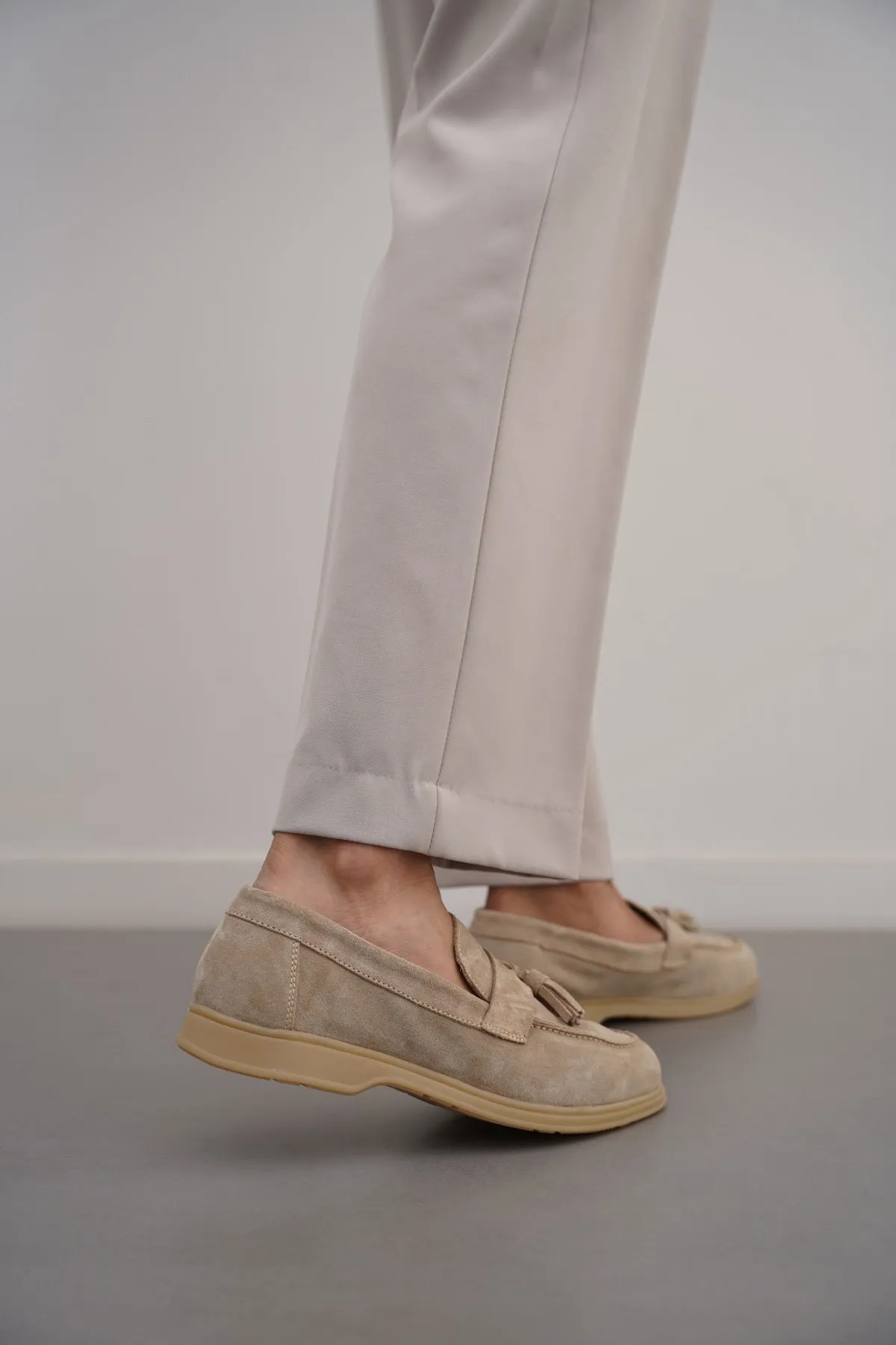 SUEDE LEATHER TASSEL LOAFERS