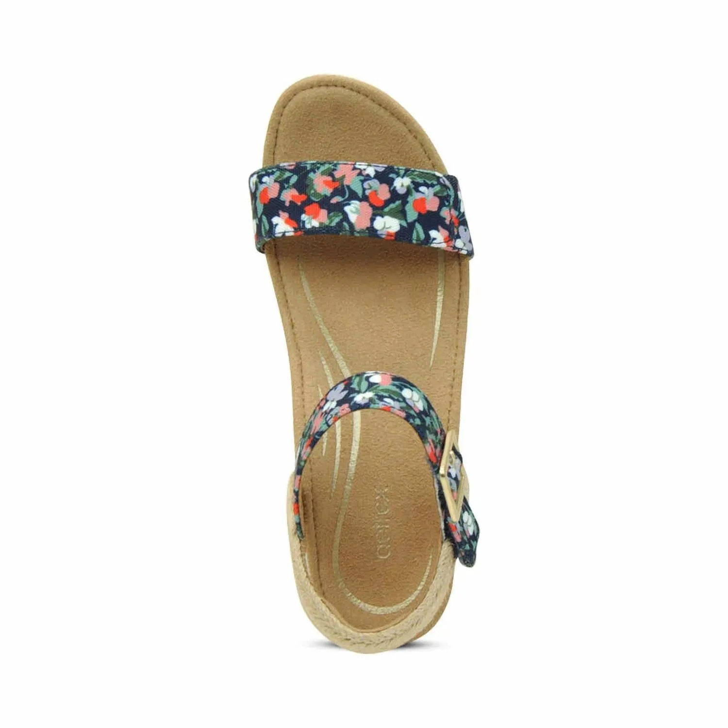 Sydney Quarter Strap Espadrille Wedge In Floral Suede