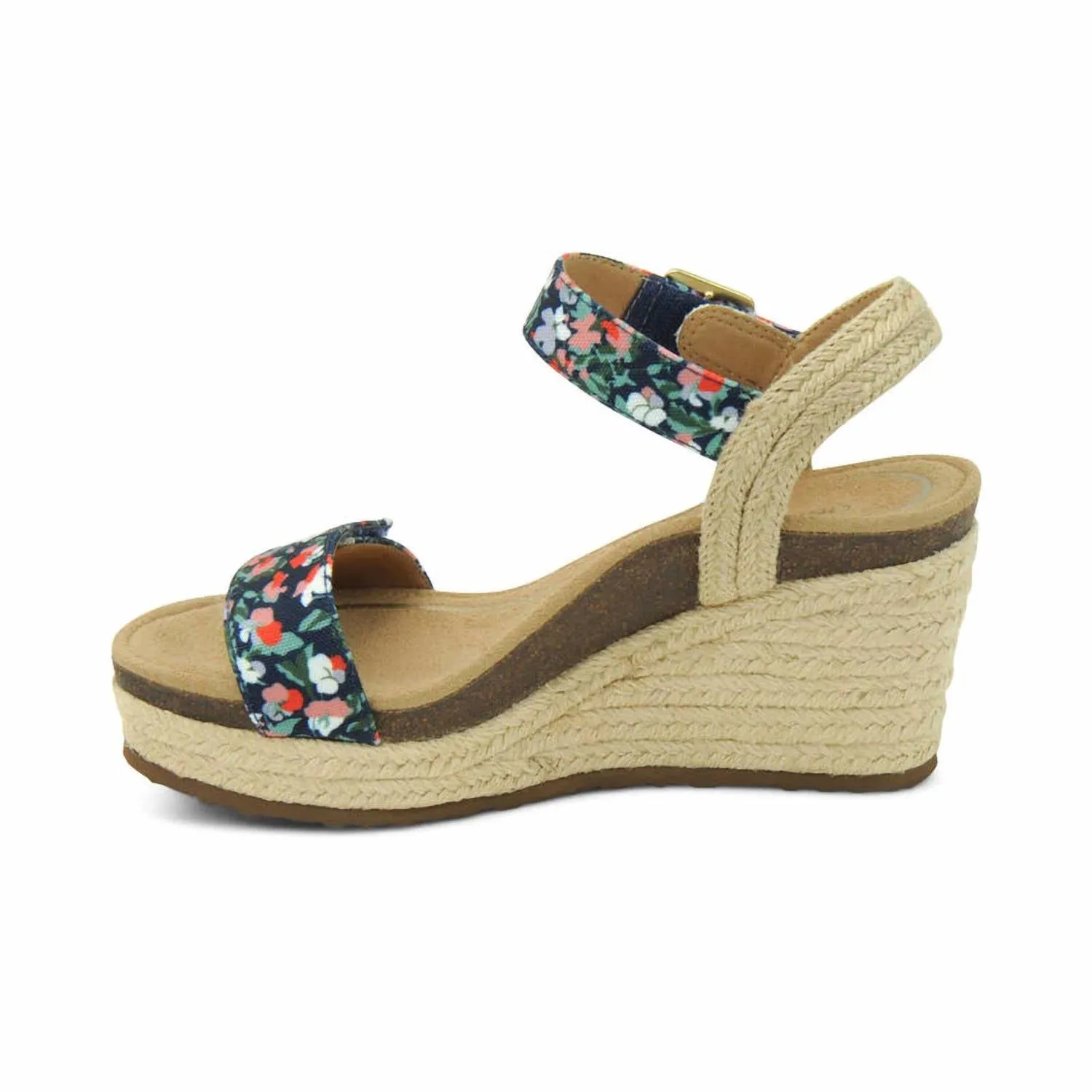 Sydney Quarter Strap Espadrille Wedge In Floral Suede