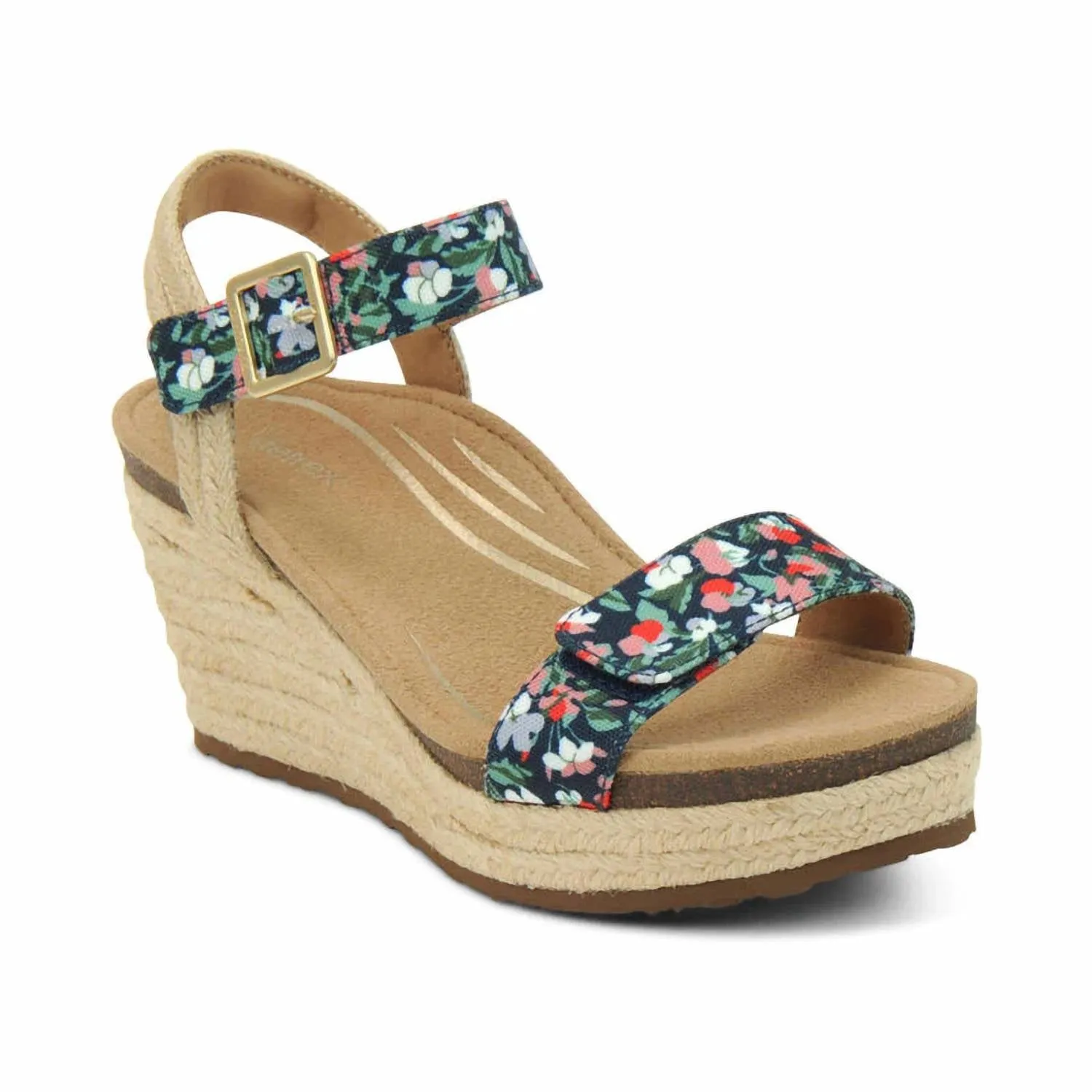 Sydney Quarter Strap Espadrille Wedge In Floral Suede