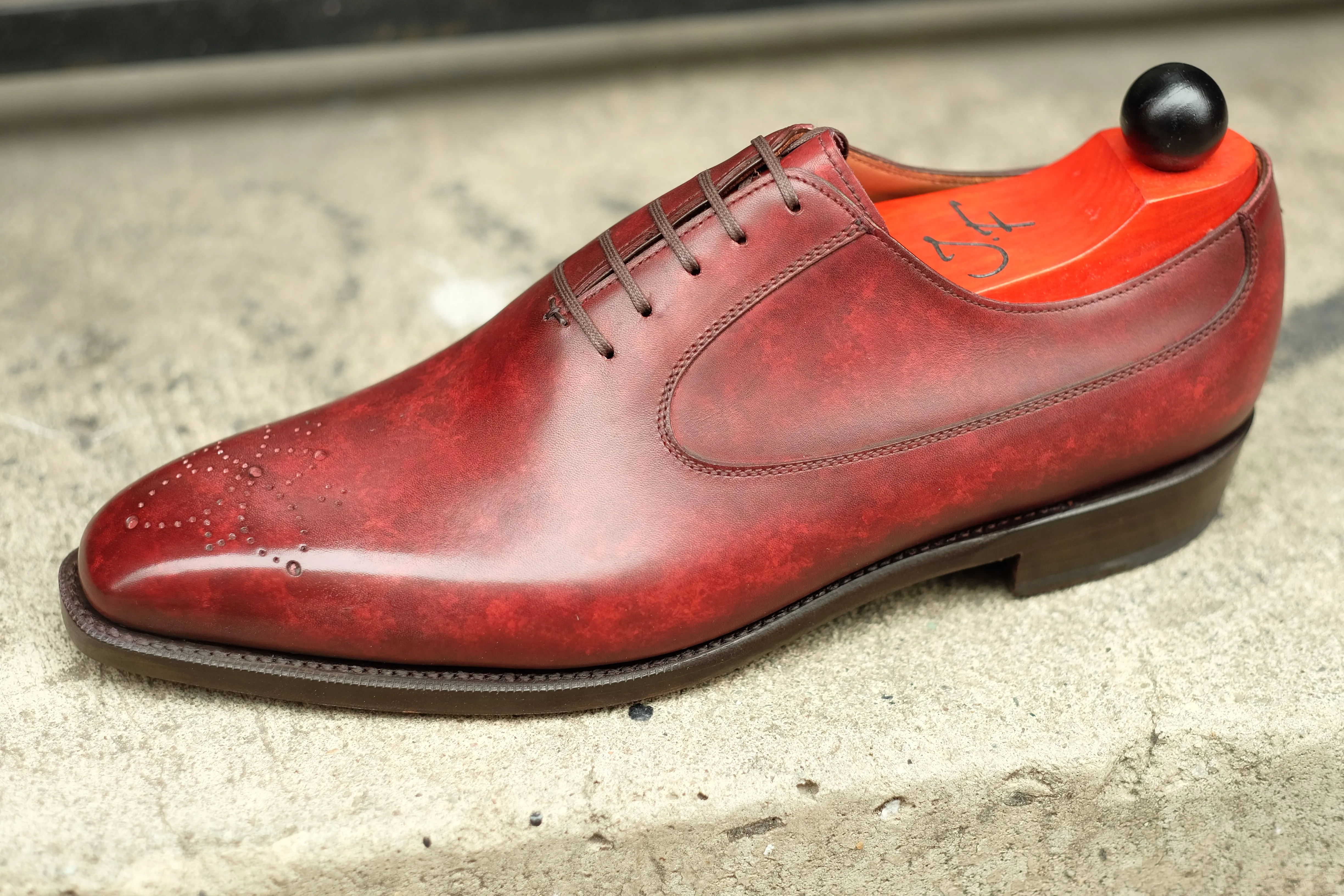 Tacoma - MTO - Burgundy Marble Patina - LPB Last - Single  Leather Sole