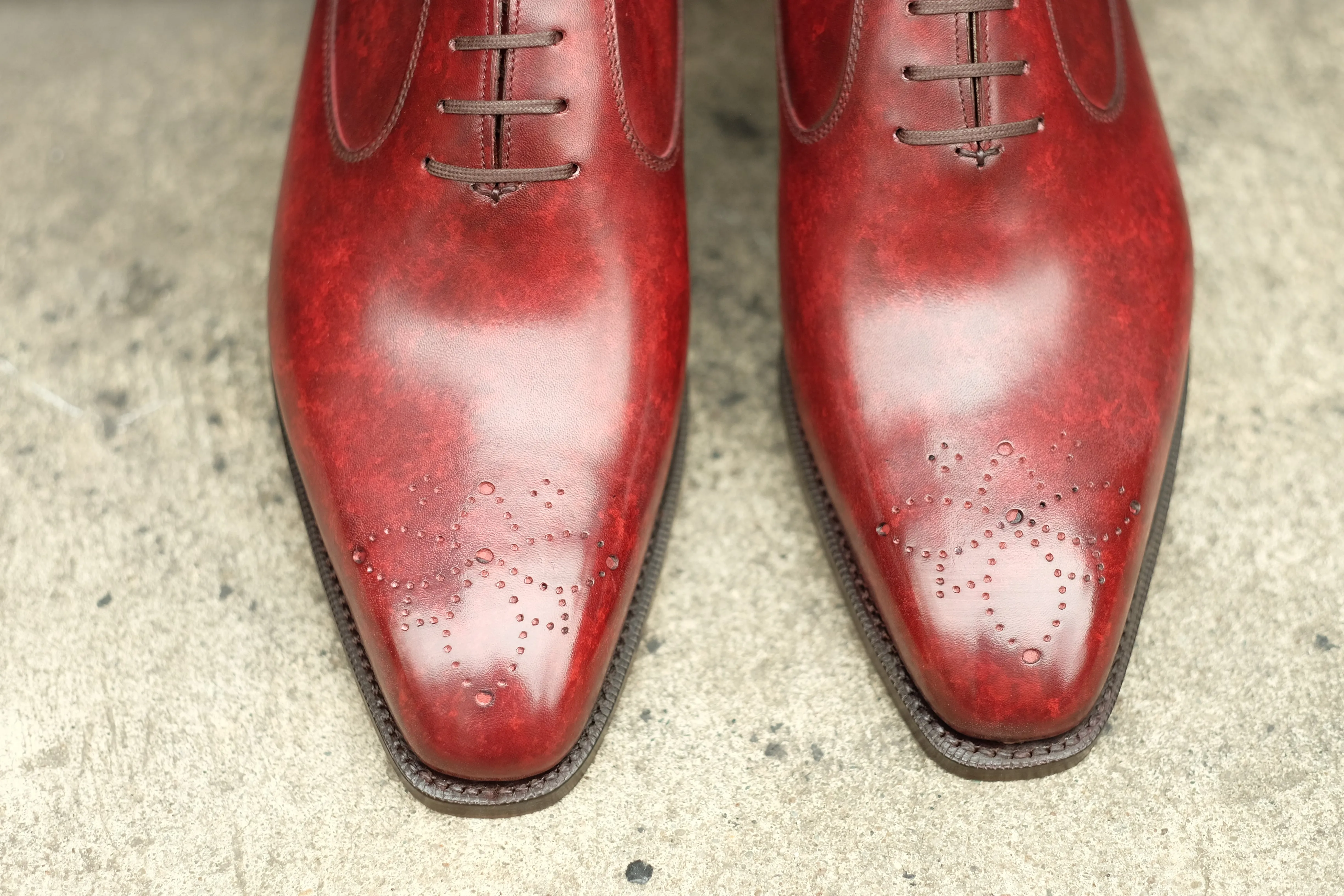 Tacoma - MTO - Burgundy Marble Patina - LPB Last - Single  Leather Sole