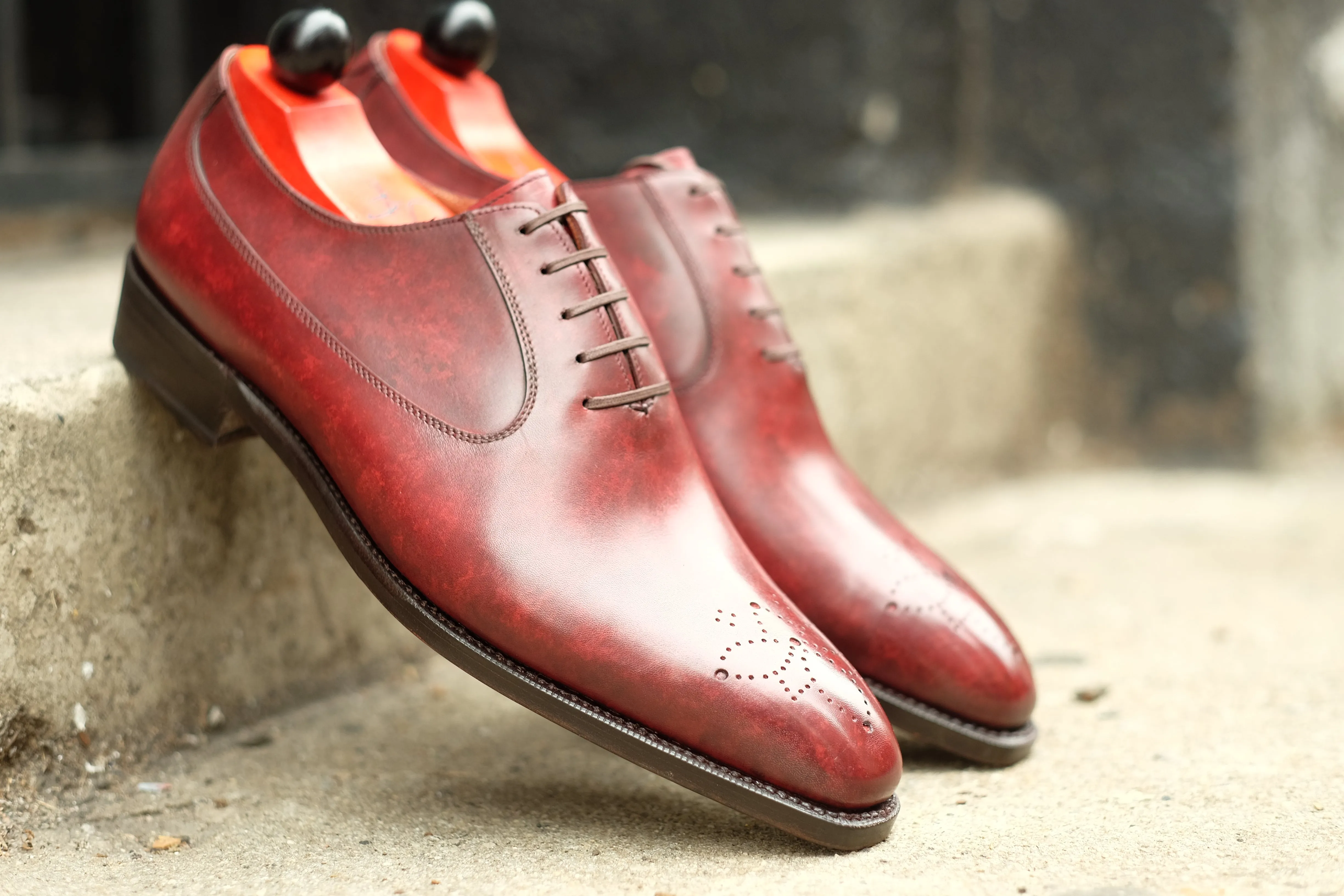 Tacoma - MTO - Burgundy Marble Patina - LPB Last - Single  Leather Sole