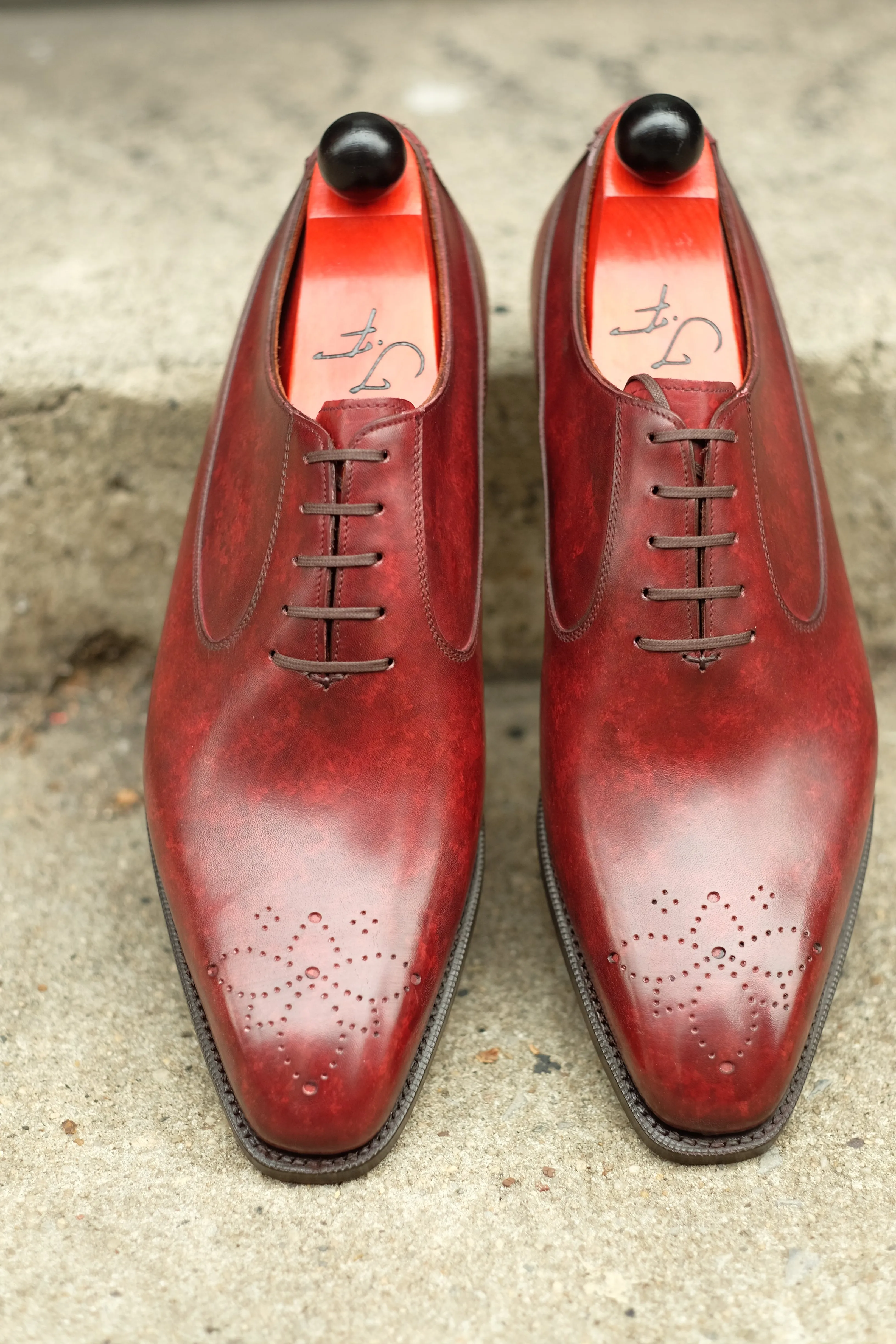 Tacoma - MTO - Burgundy Marble Patina - LPB Last - Single  Leather Sole