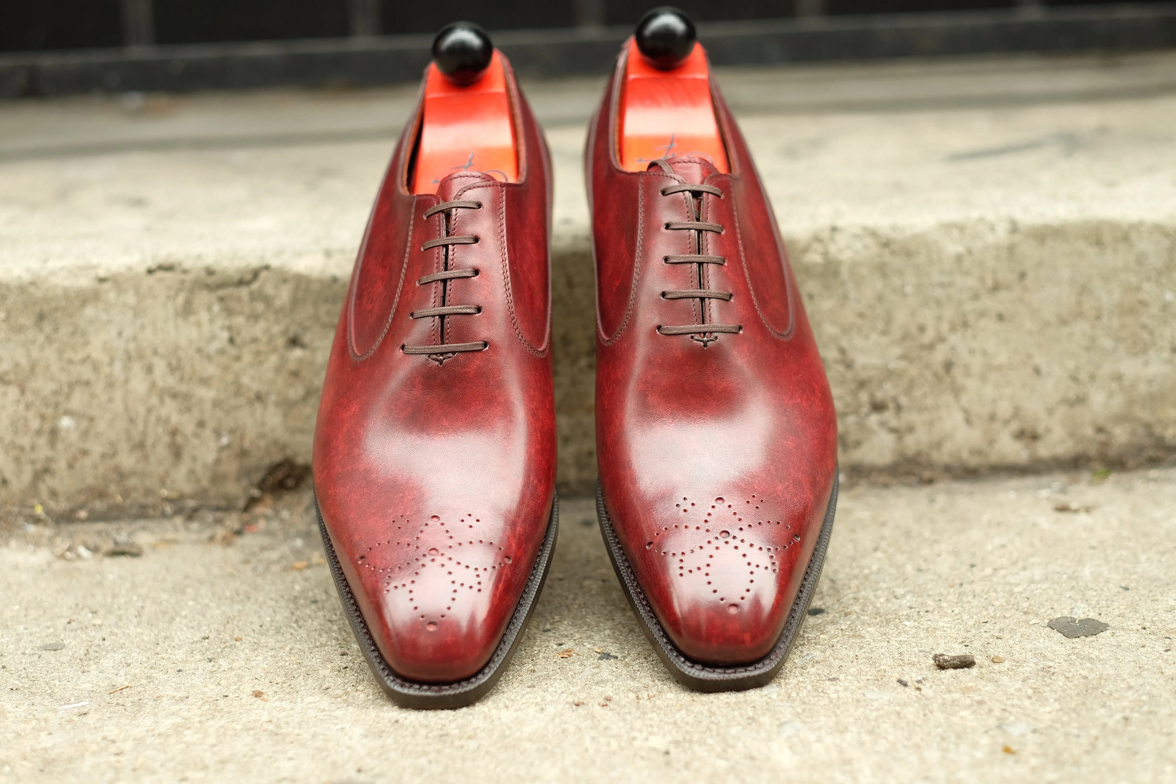 Tacoma - MTO - Burgundy Marble Patina - LPB Last - Single  Leather Sole