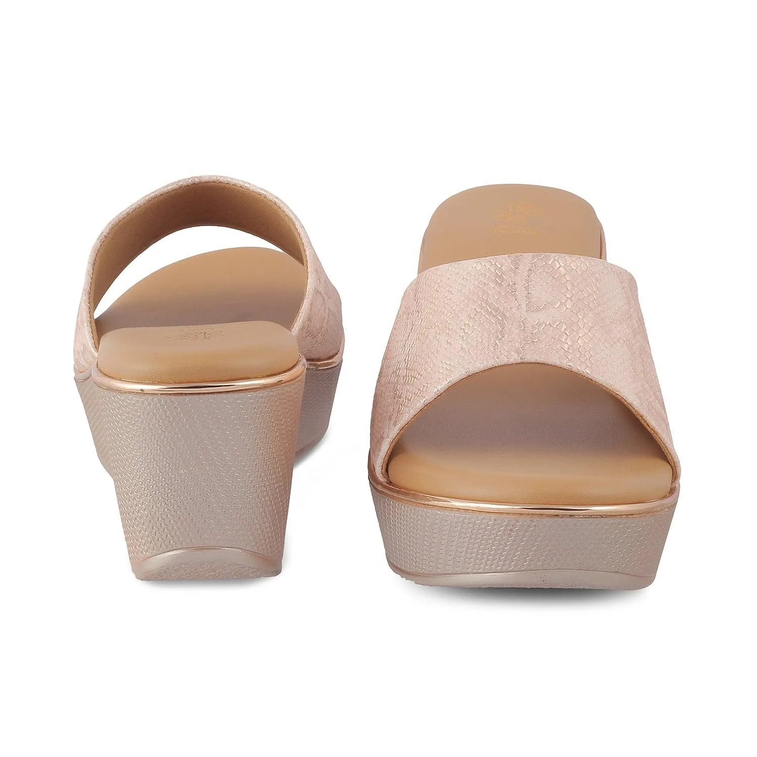 The Tosam Champagne Women's Dress Wedge Sandals Tresmode