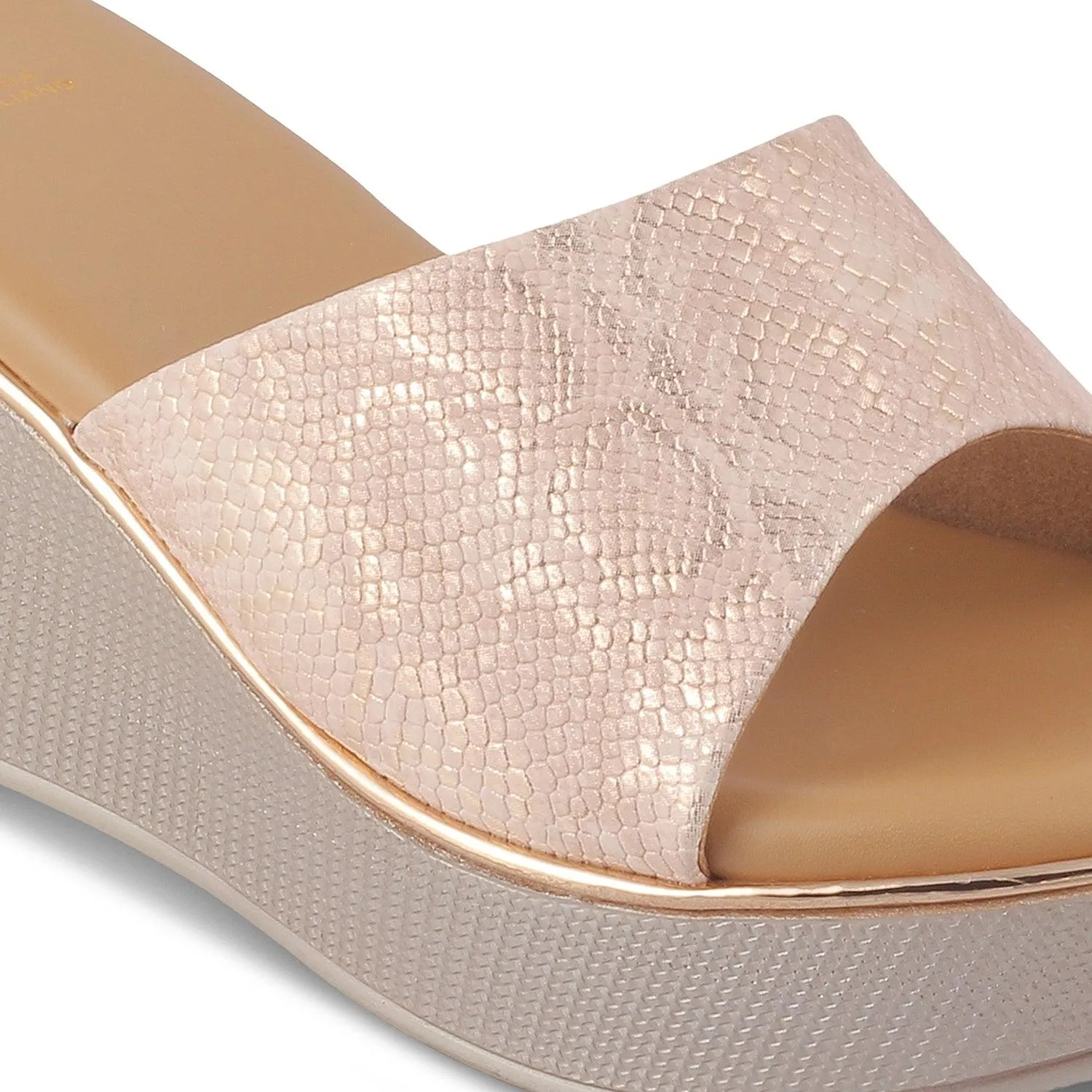 The Tosam Champagne Women's Dress Wedge Sandals Tresmode