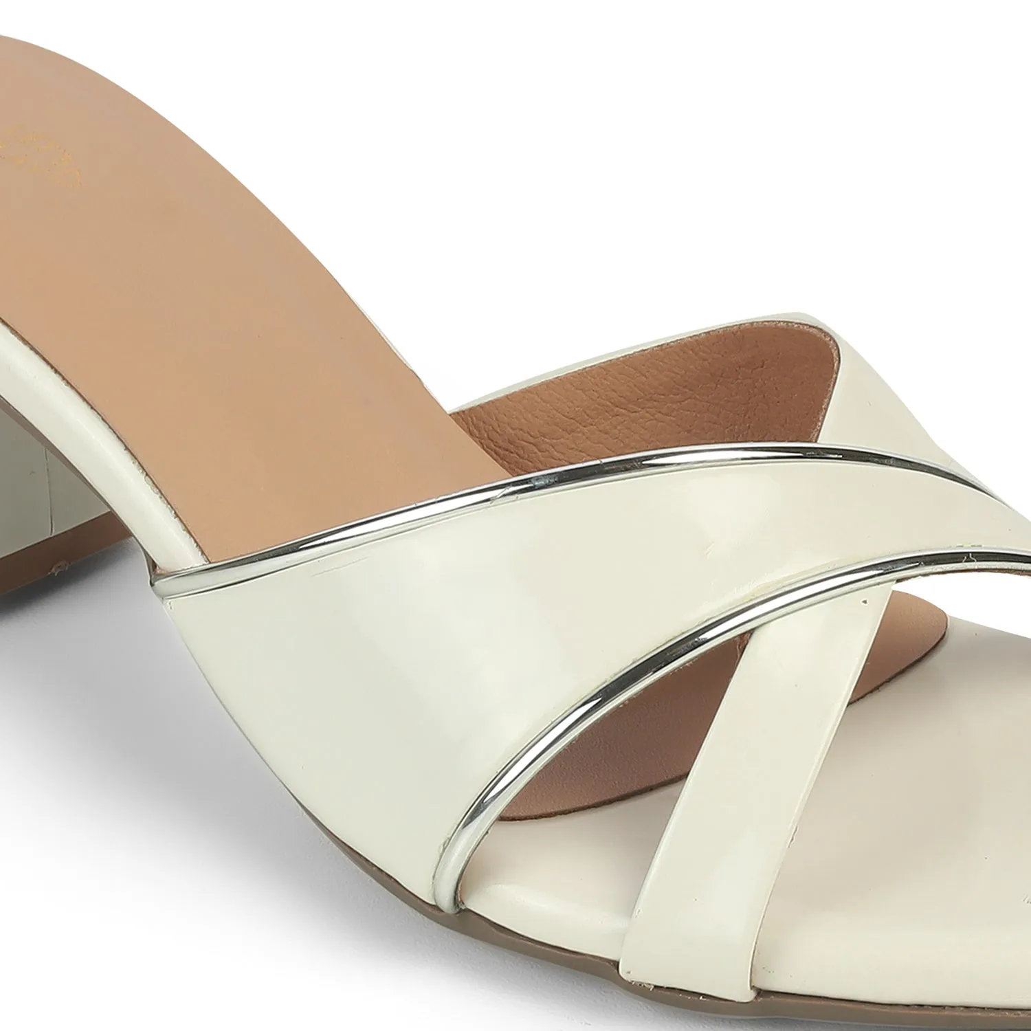 Tresmode Cesko White Women's Dress Block Heel Sandals