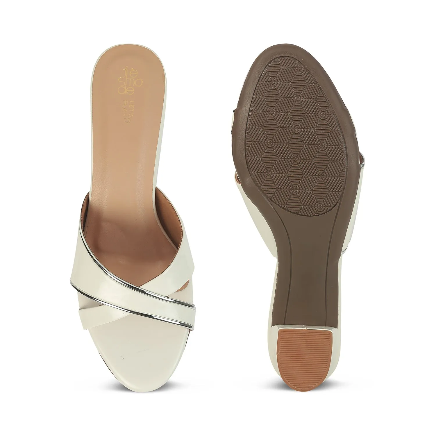 Tresmode Cesko White Women's Dress Block Heel Sandals
