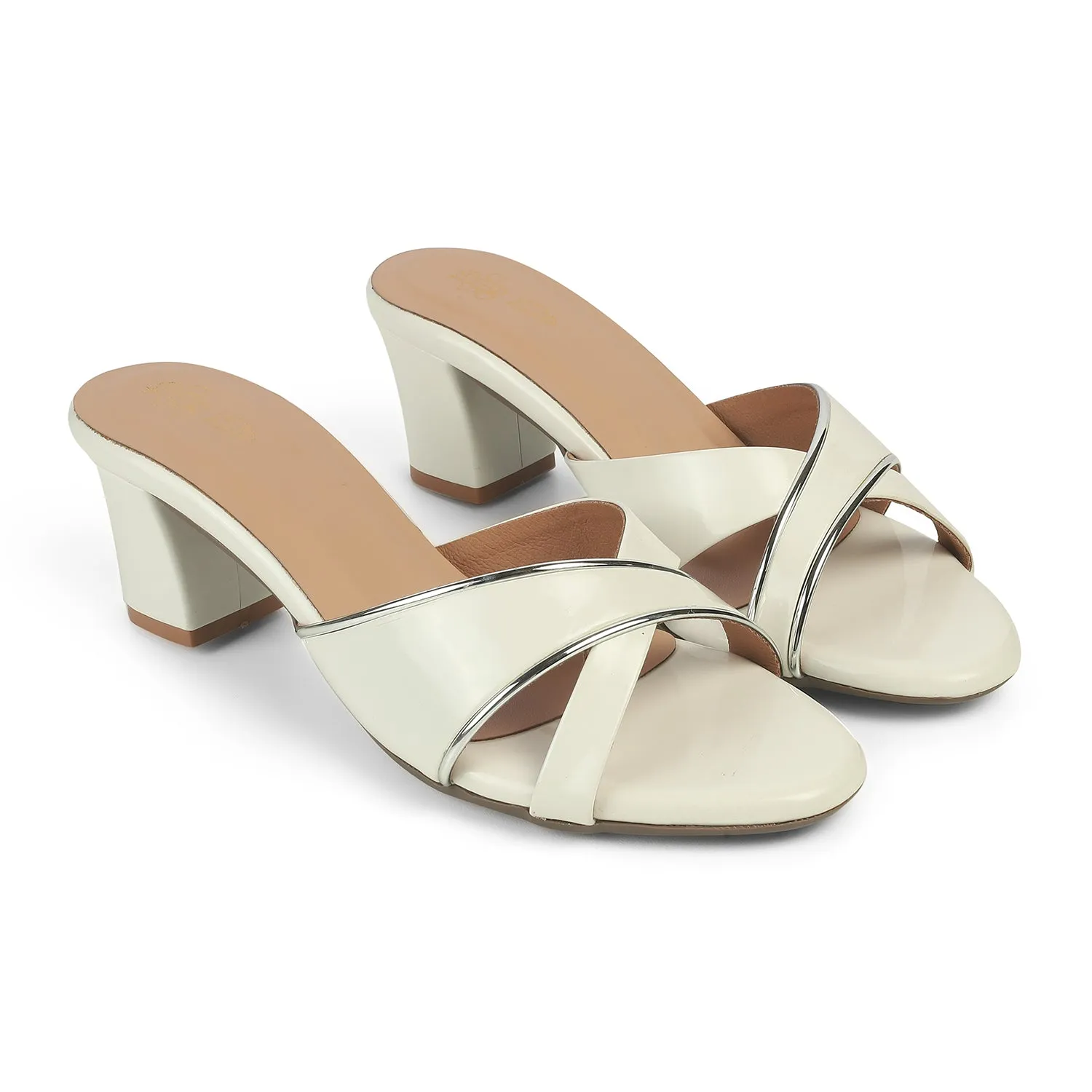 Tresmode Cesko White Women's Dress Block Heel Sandals