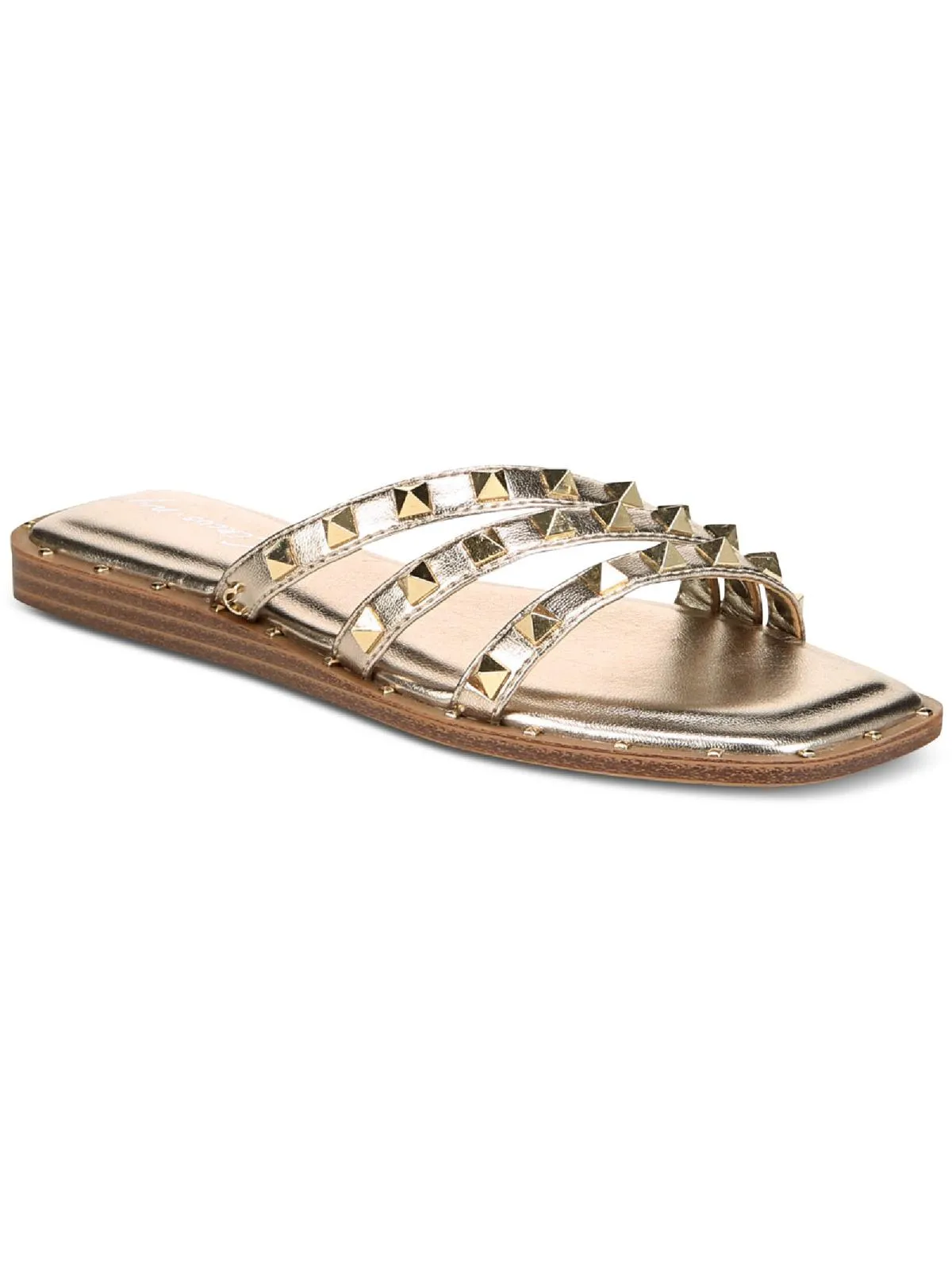 Verity Womens Faux Leather Embellished Slide Sandals