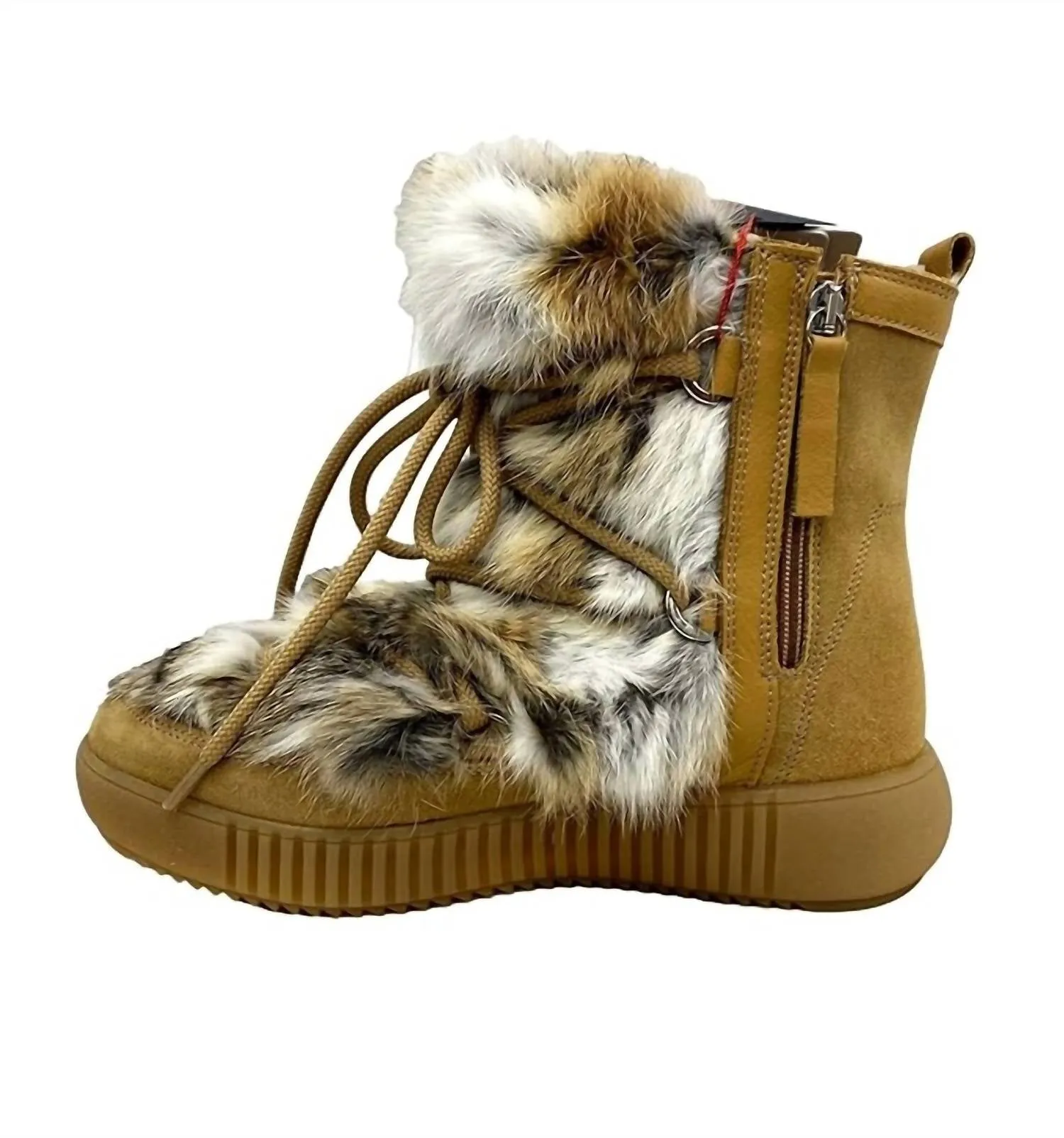 Women's Anet Zip Boot In Beige Suede/rabbit