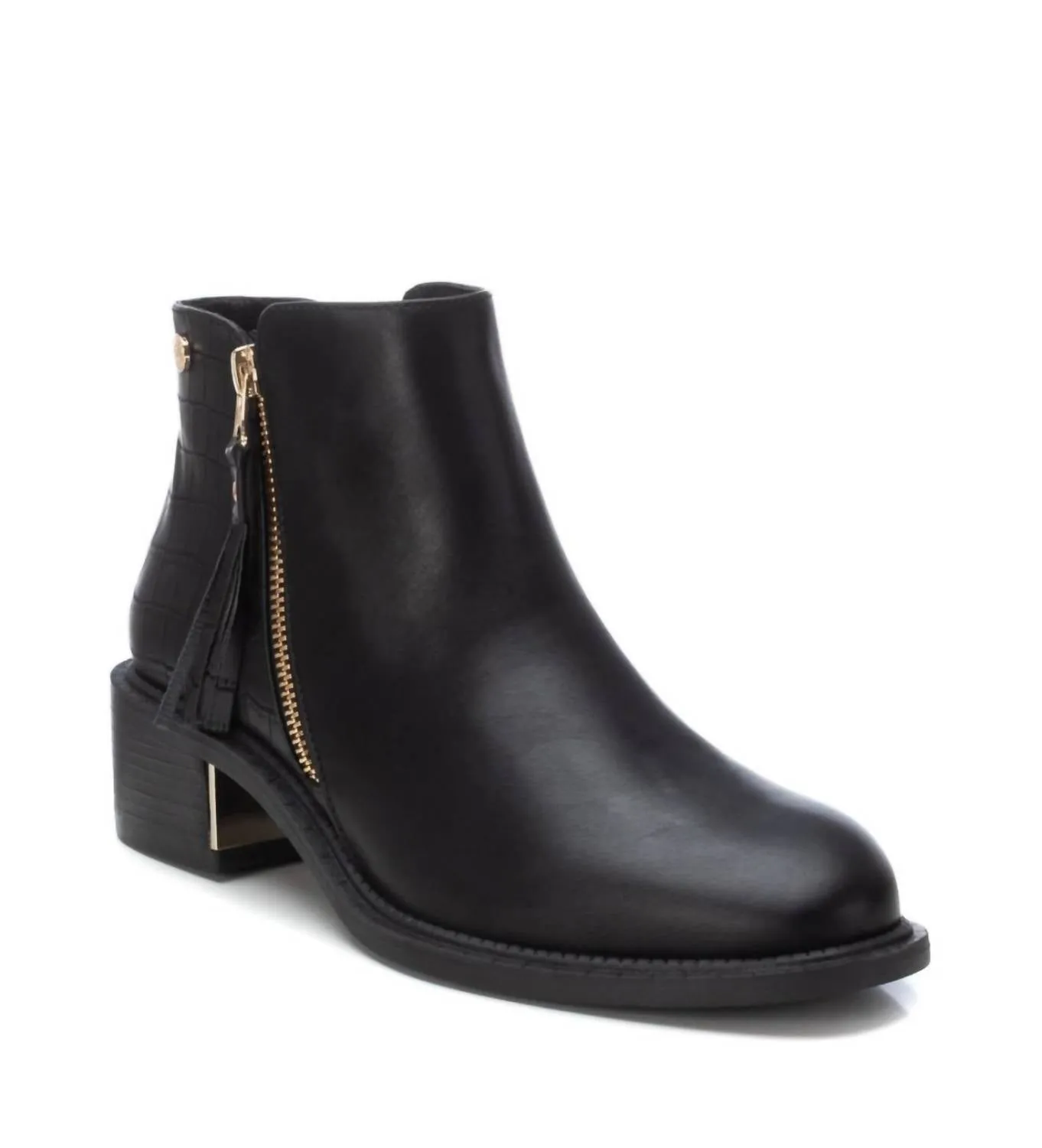 Women's Faux Leather Ankle Boots In Black