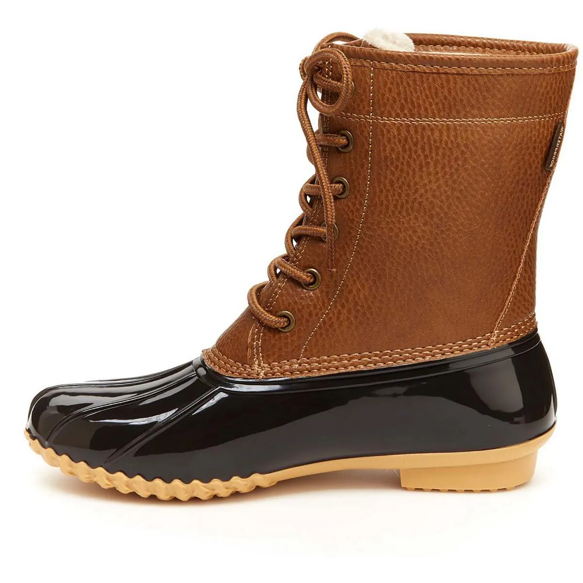 Womens Faux Leather Faux Fur Lined Rain Boots