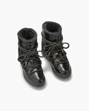 Women's Full Leather Naplack Wedge Boot In Black