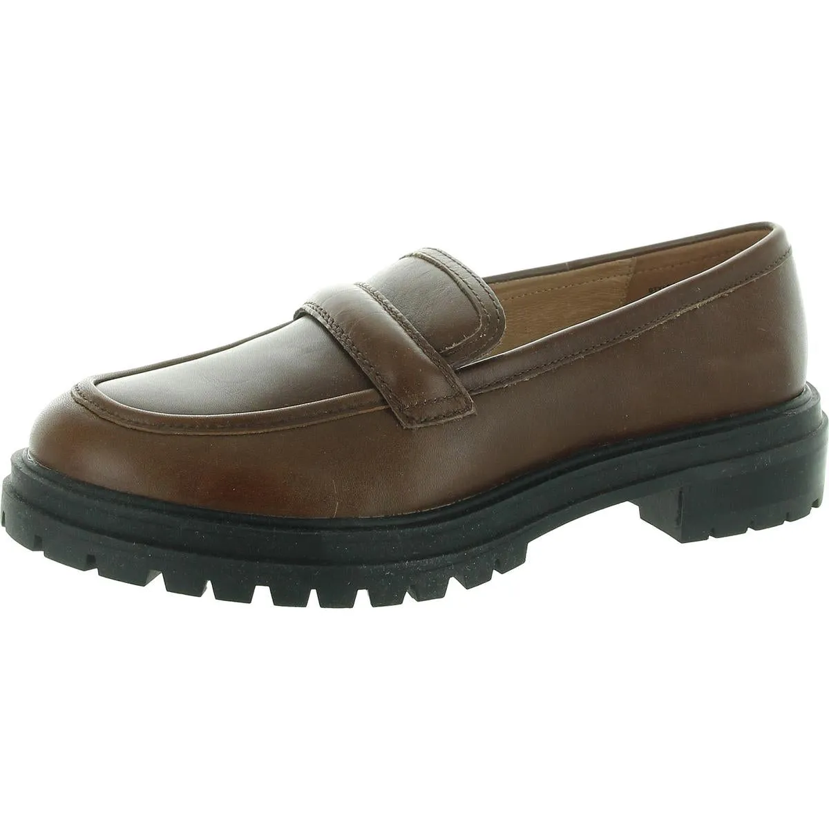 Womens Leather Trim Leather Loafers