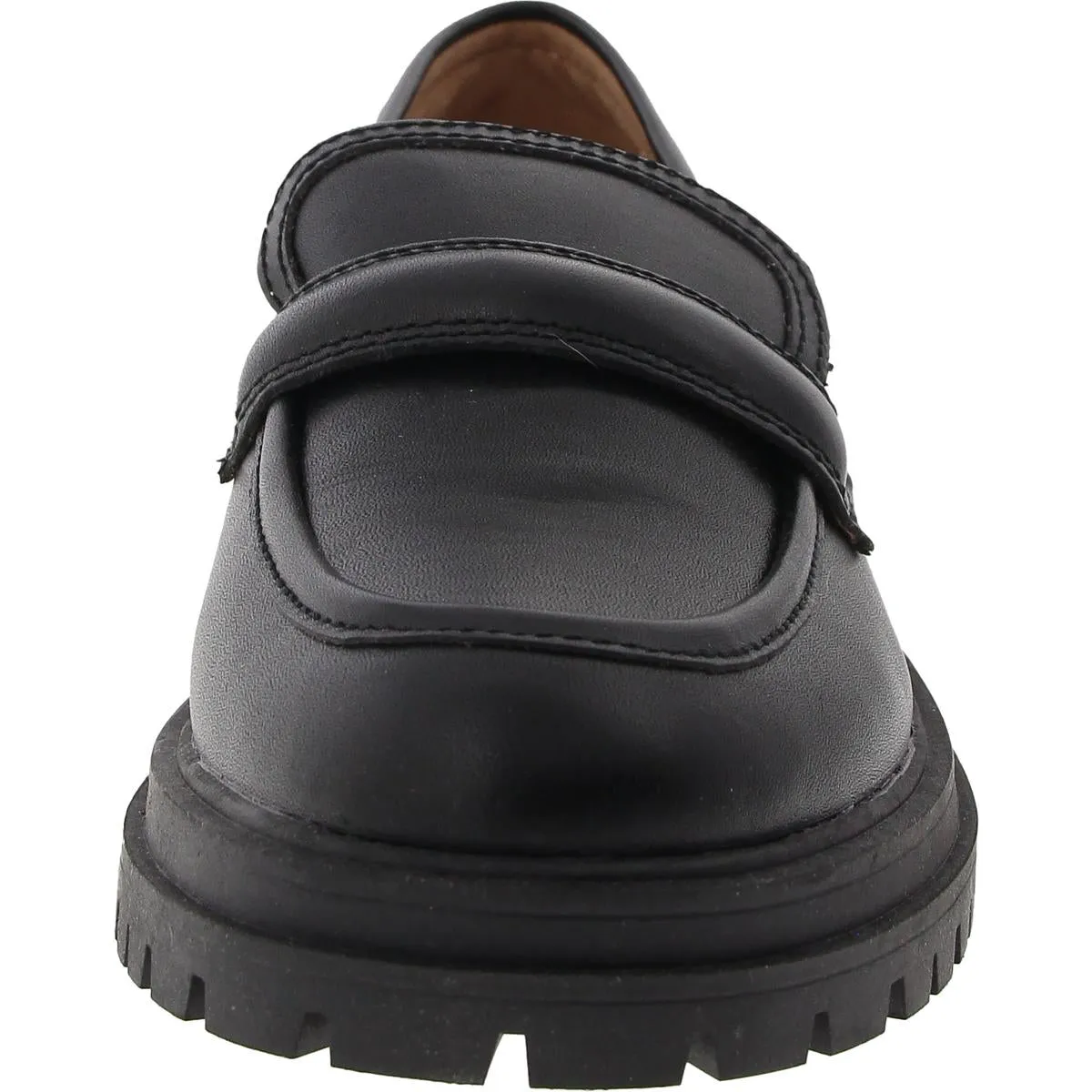 Womens Leather Trim Leather Loafers