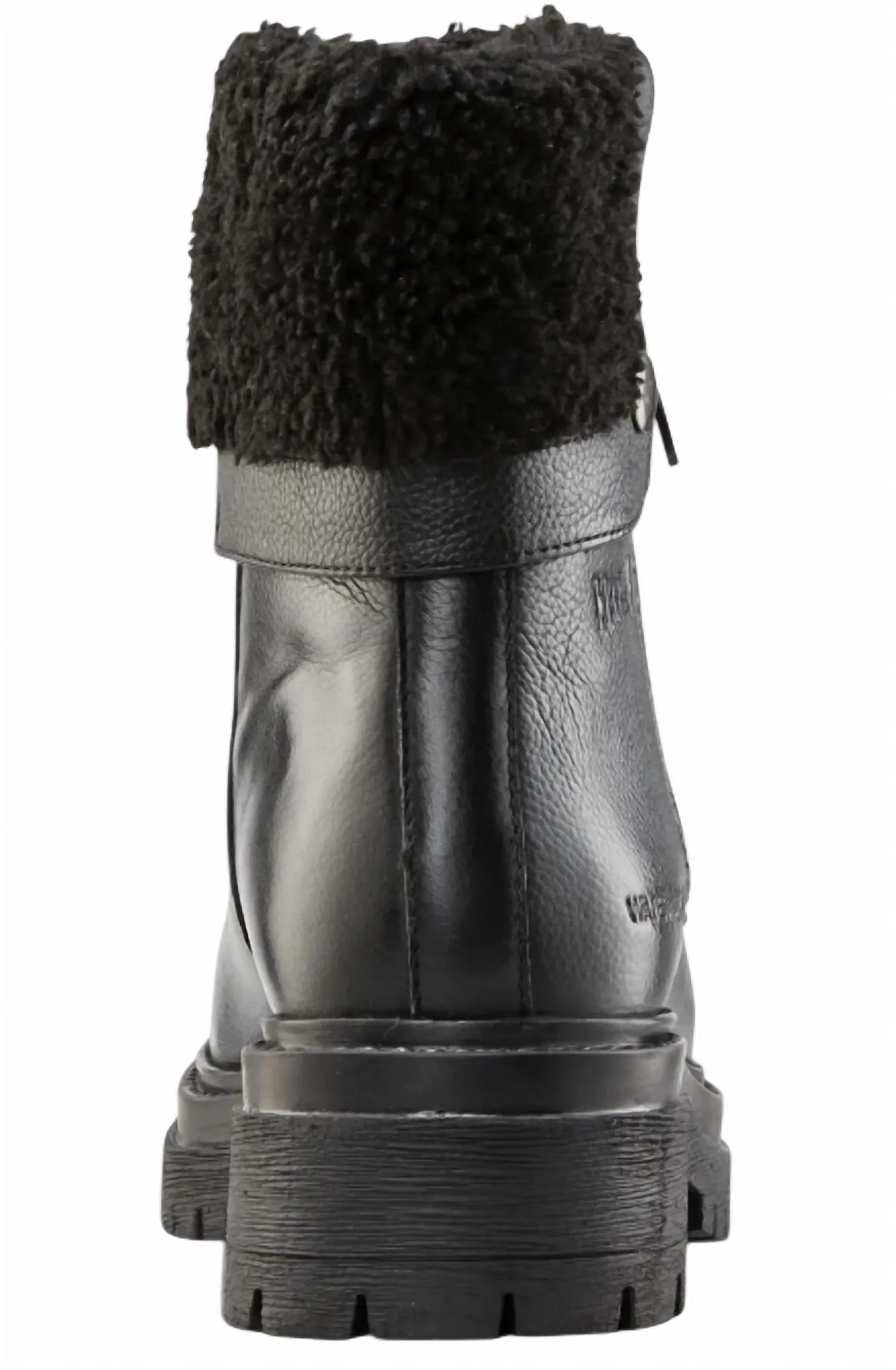 Women's Vigo Faux Shearling Cuff Waterproof Boot In Black Leather